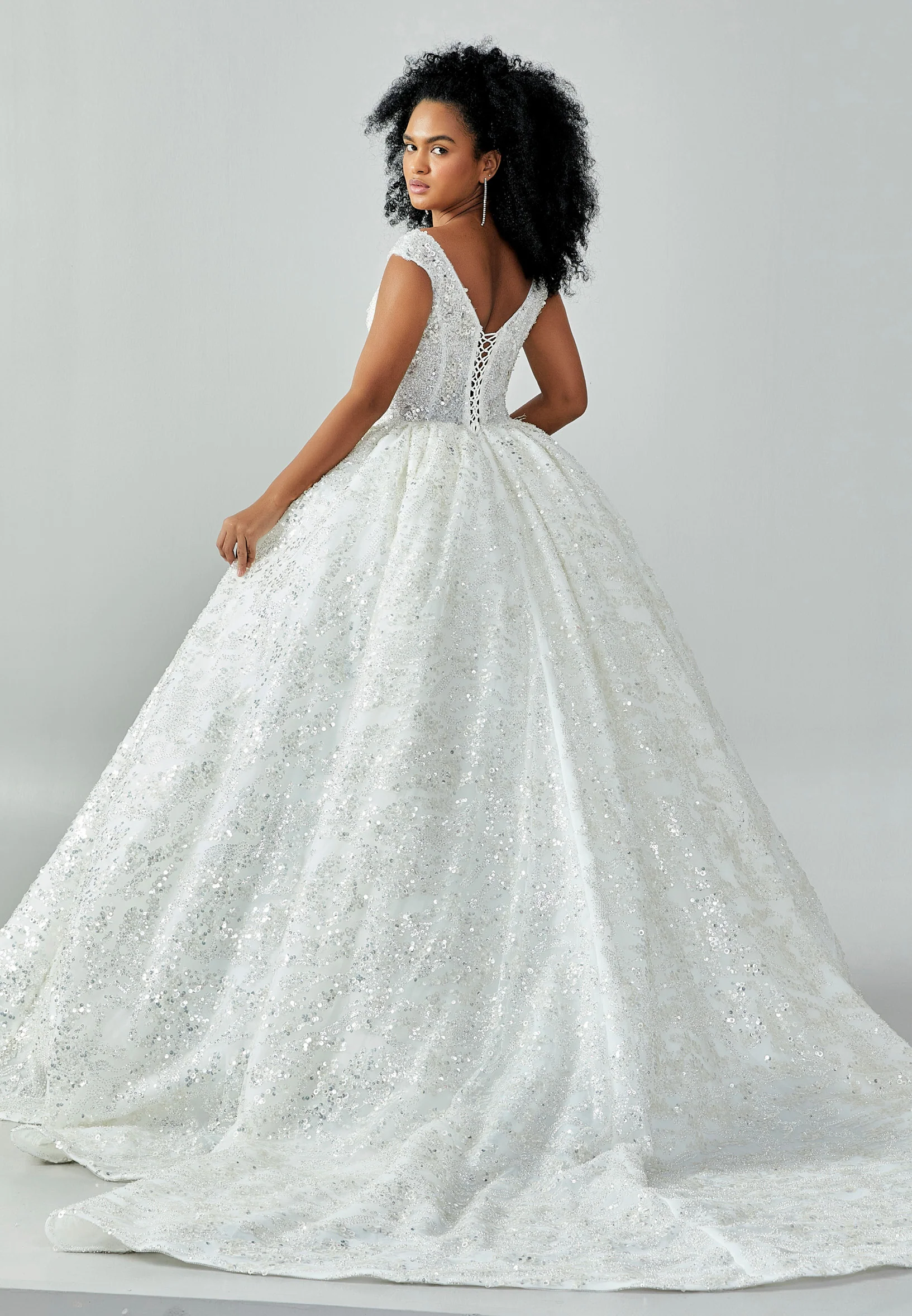 Sleeveless Maxi Sequin Regular Wedding Dress abb22095 - Image 5