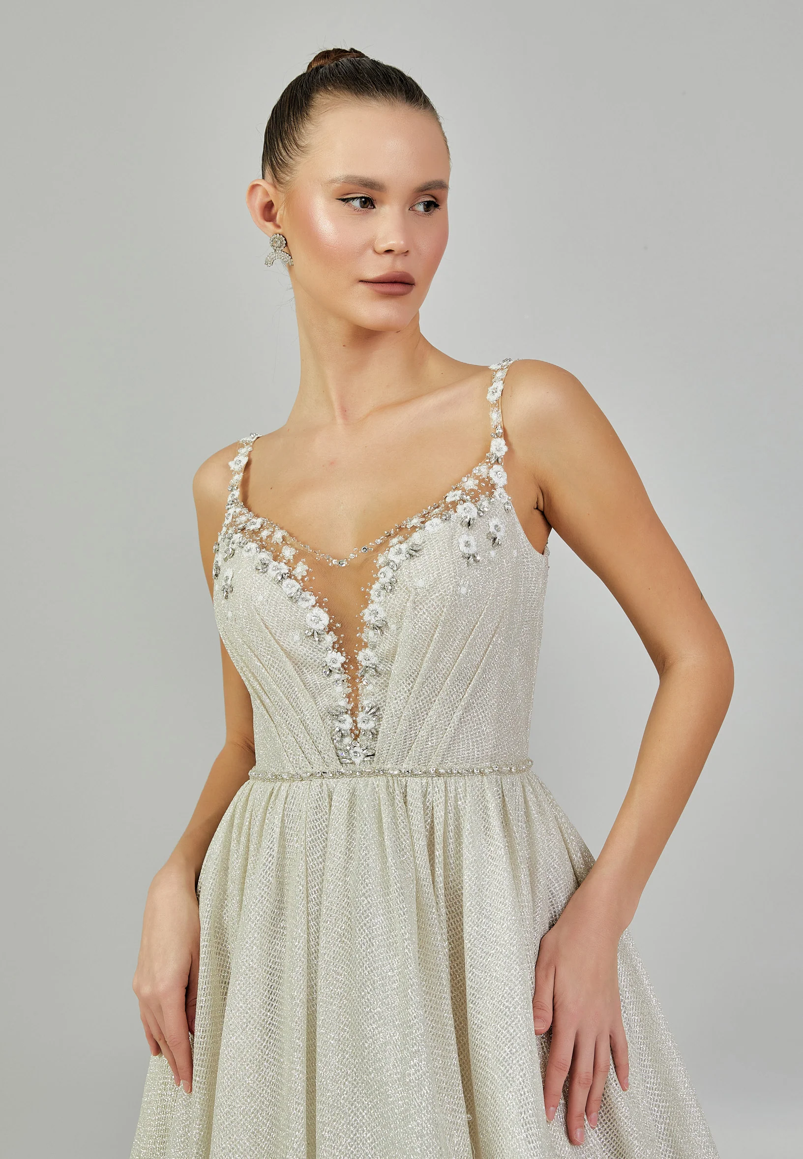 Sleeveless Maxi Sequin Regular Wedding Dress abbab205u - Image 3