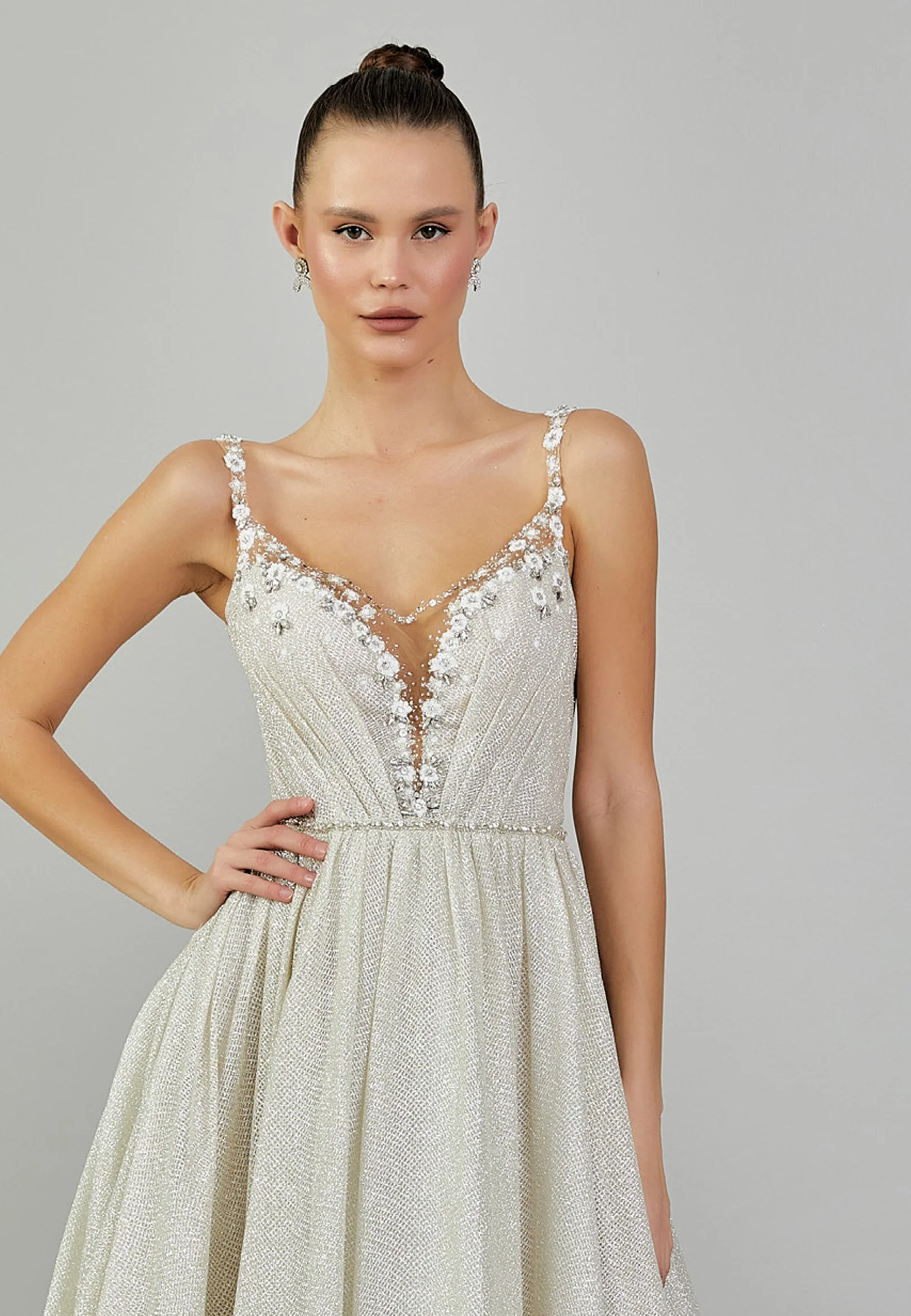 Sleeveless Maxi Sequin Regular Wedding Dress abbab205u - Image 7