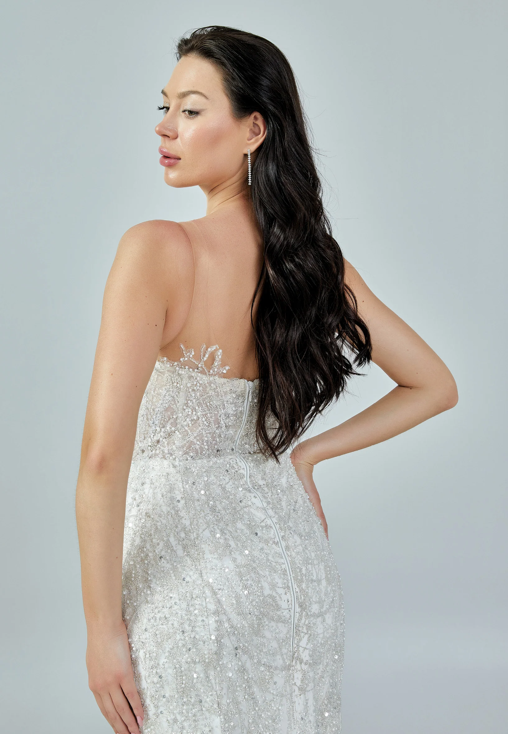 Sleeveless Maxi Sequin Regular Wedding Dress bnc8006 - Image 3