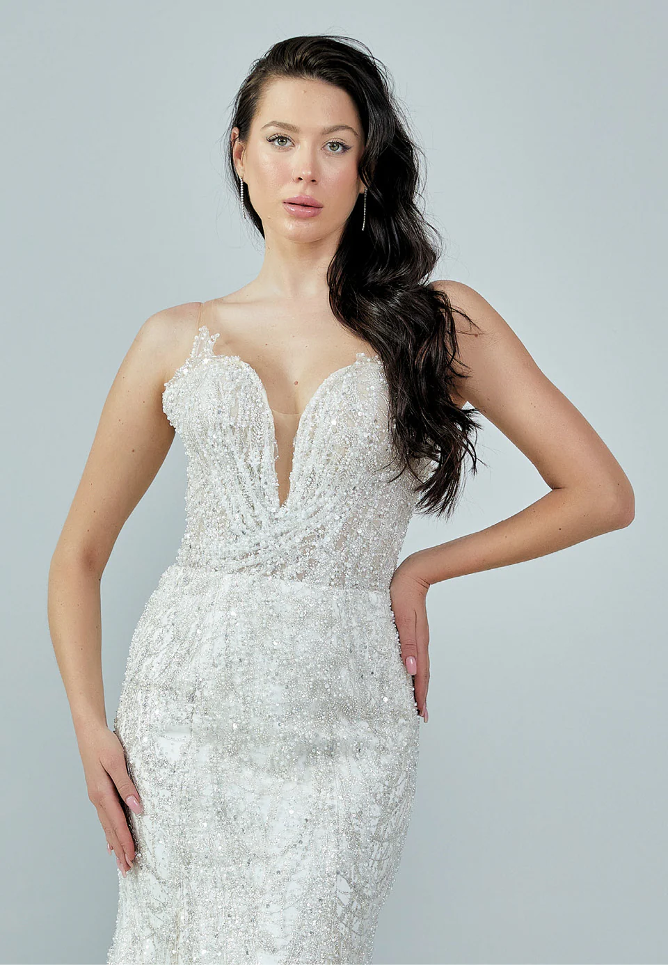 Sleeveless Maxi Sequin Regular Wedding Dress bnc8006 - Image 7