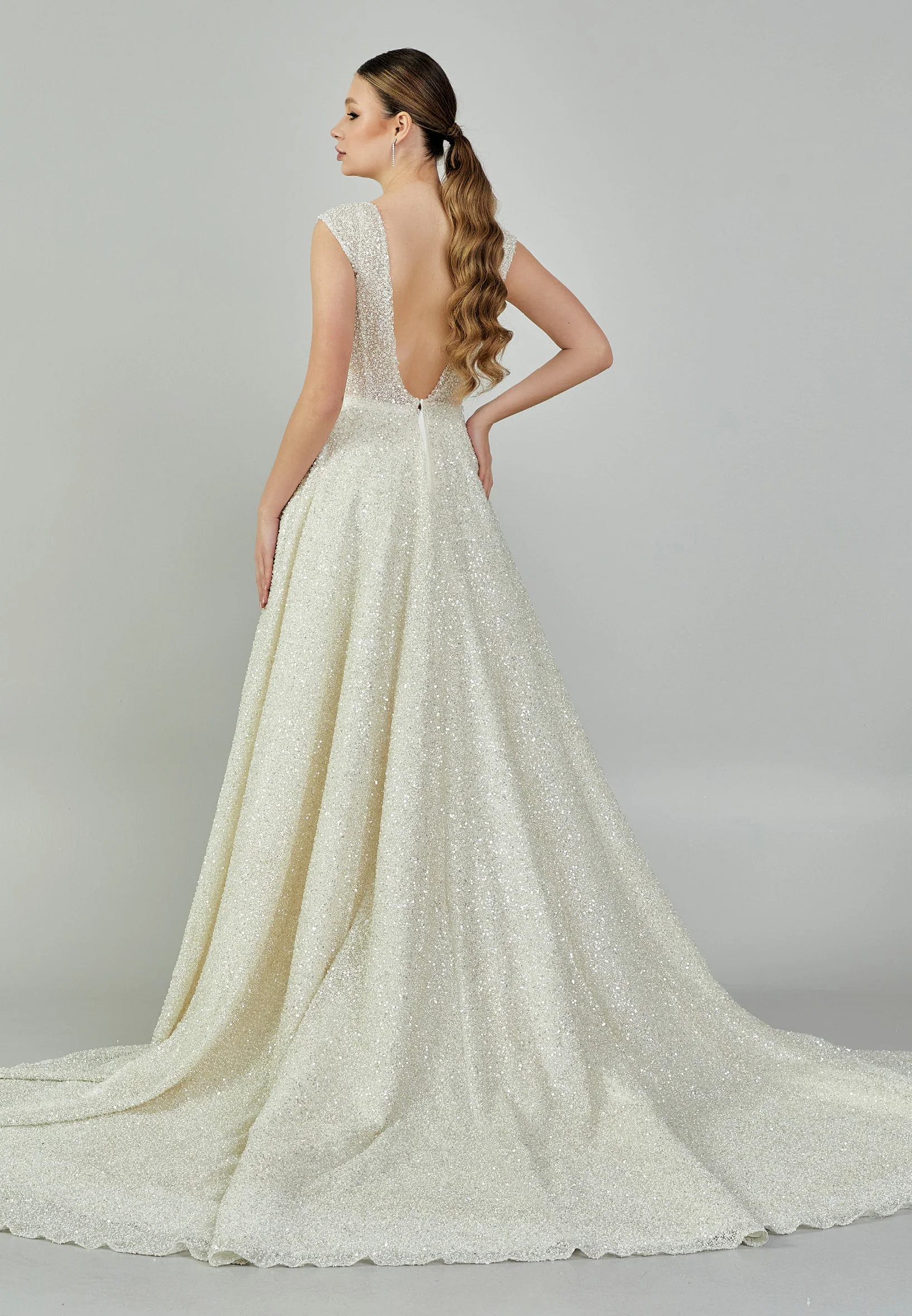 Sleeveless Maxi Sequin Regular Wedding Dress bnc9092 - Image 5