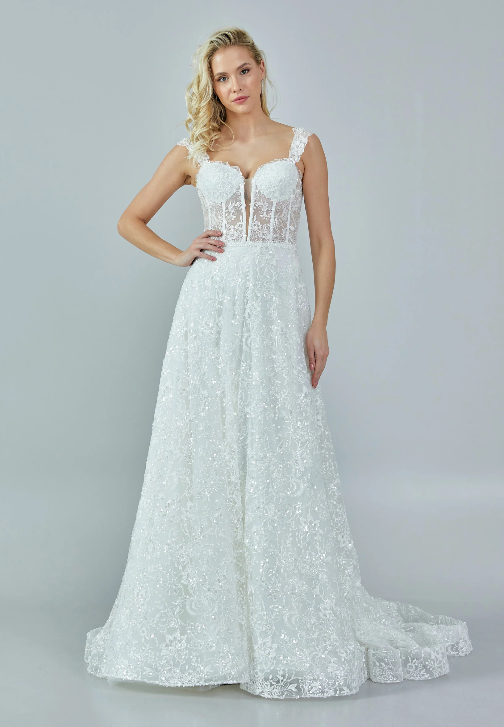 Sleeveless Maxi Sequin Regular Wedding Dress rlb1642