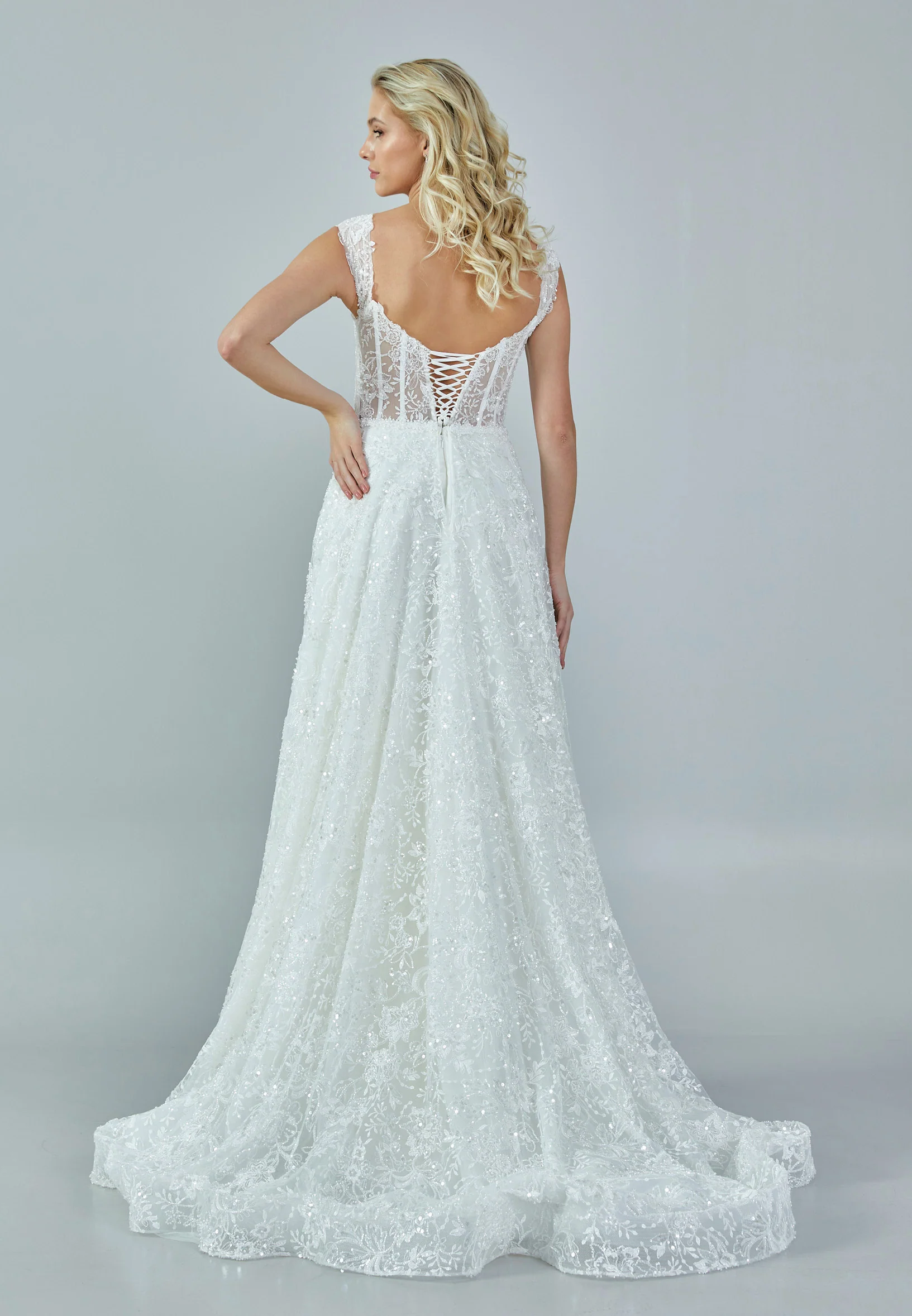 Sleeveless Maxi Sequin Regular Wedding Dress rlb1642 - Image 5