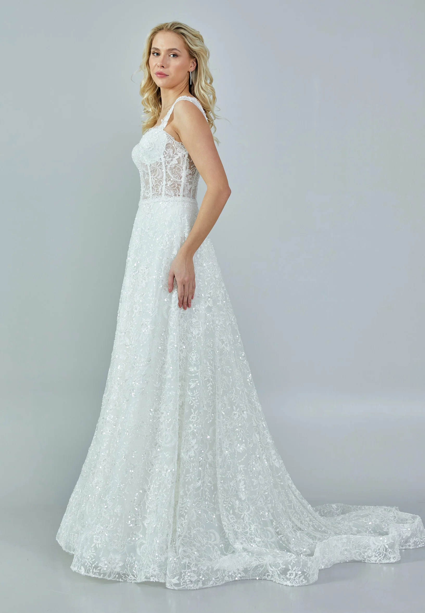 Sleeveless Maxi Sequin Regular Wedding Dress rlb1642 - Image 6