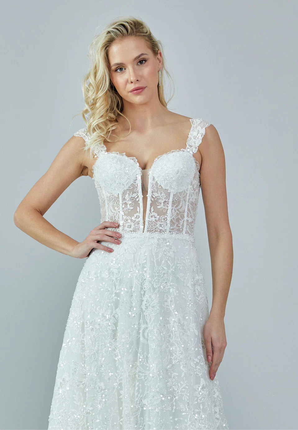 Sleeveless Maxi Sequin Regular Wedding Dress rlb1642 - Image 7