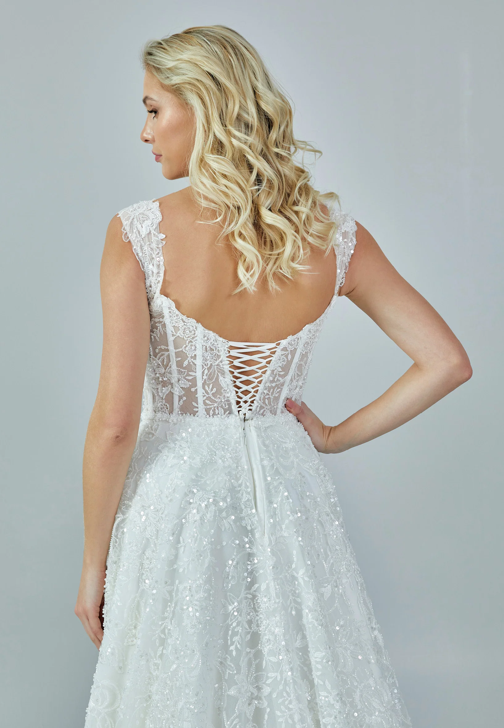 Sleeveless Maxi Sequin Regular Wedding Dress rlb1642 - Image 8