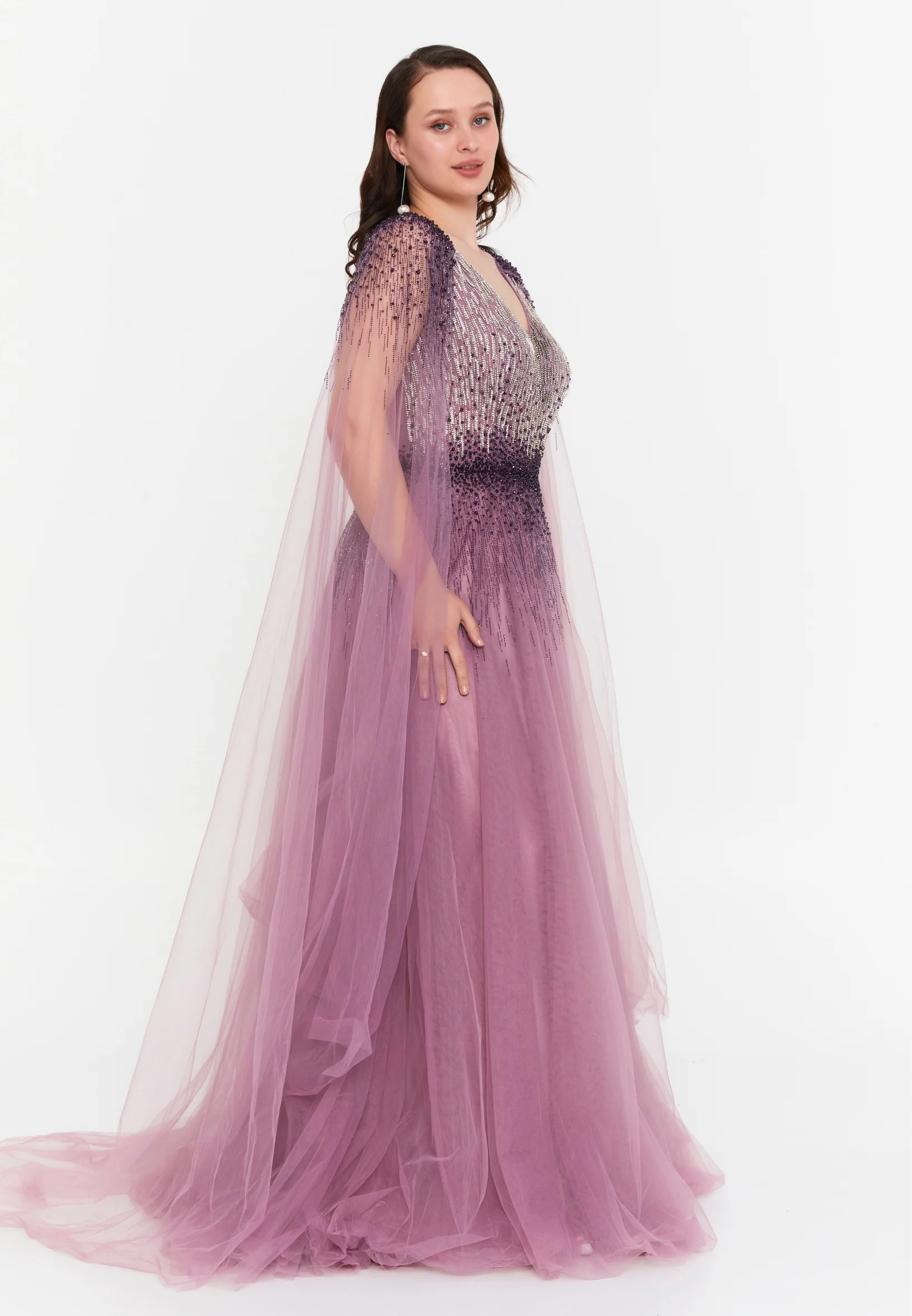 Sleeveless Maxi Tulle A - Line Plus Size Prom Dress mtc2603 - Image 3