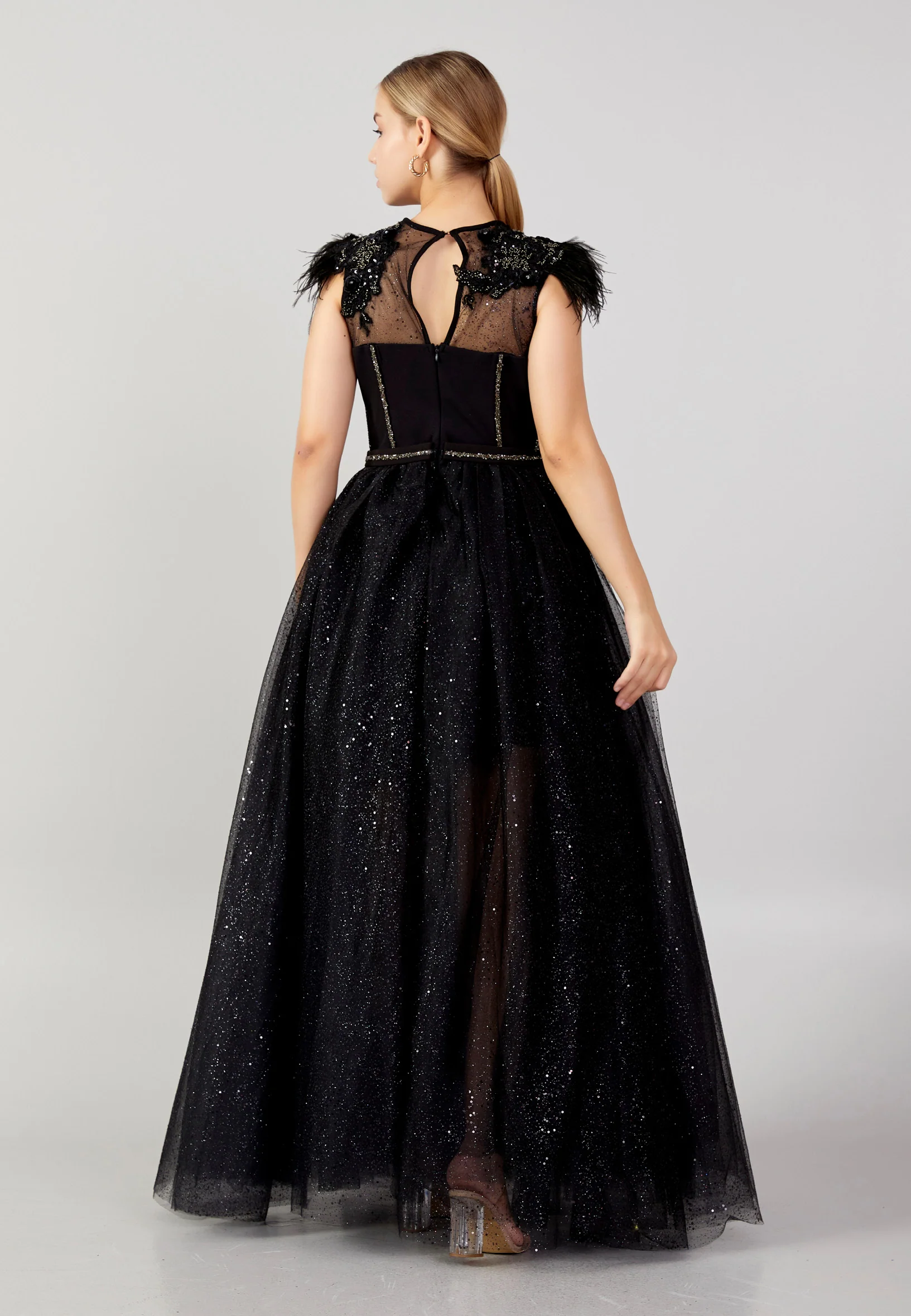 Sleeveless Maxi Tulle A - Line Plus Size Prom Dress mtn2272-1 - Image 10
