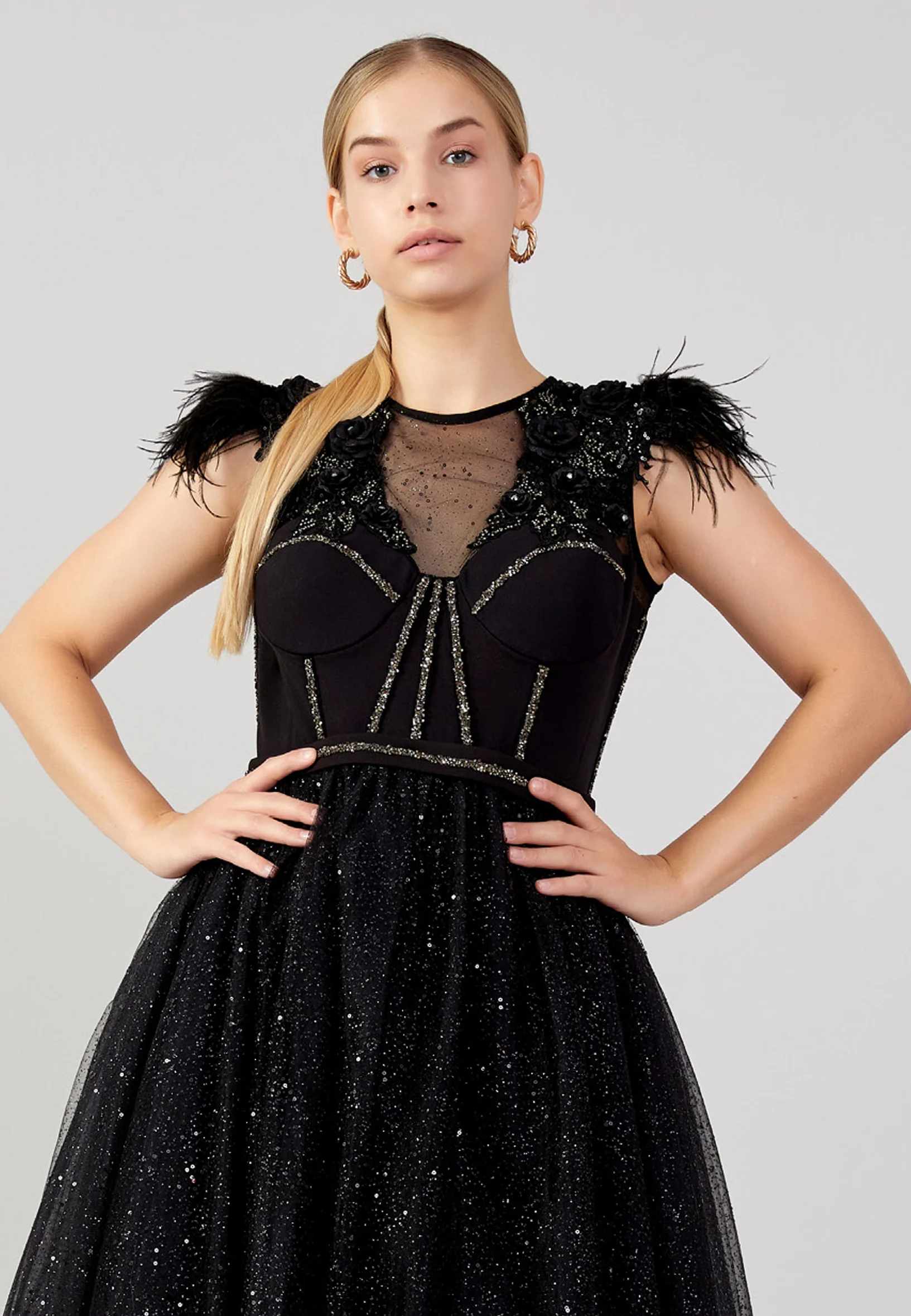 Sleeveless Maxi Tulle A - Line Plus Size Prom Dress mtn2272-1 - Image 12