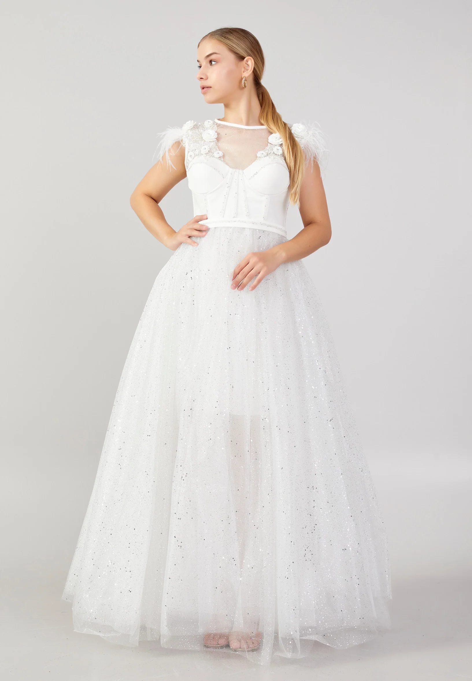 Sleeveless Maxi Tulle A - Line Plus Size Prom Dress mtn2272-1 - Image 13