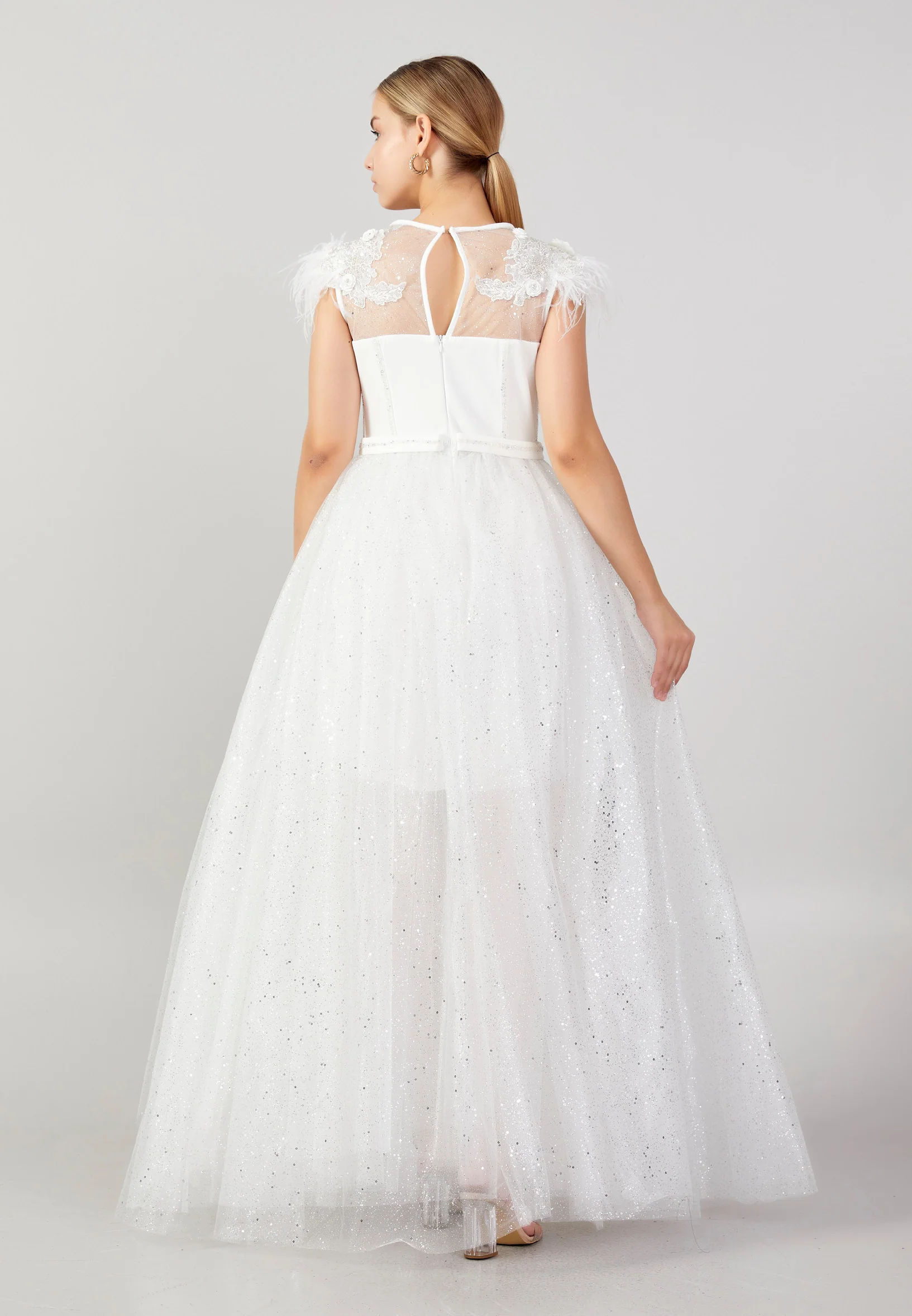 Sleeveless Maxi Tulle A - Line Plus Size Prom Dress mtn2272-1 - Image 14