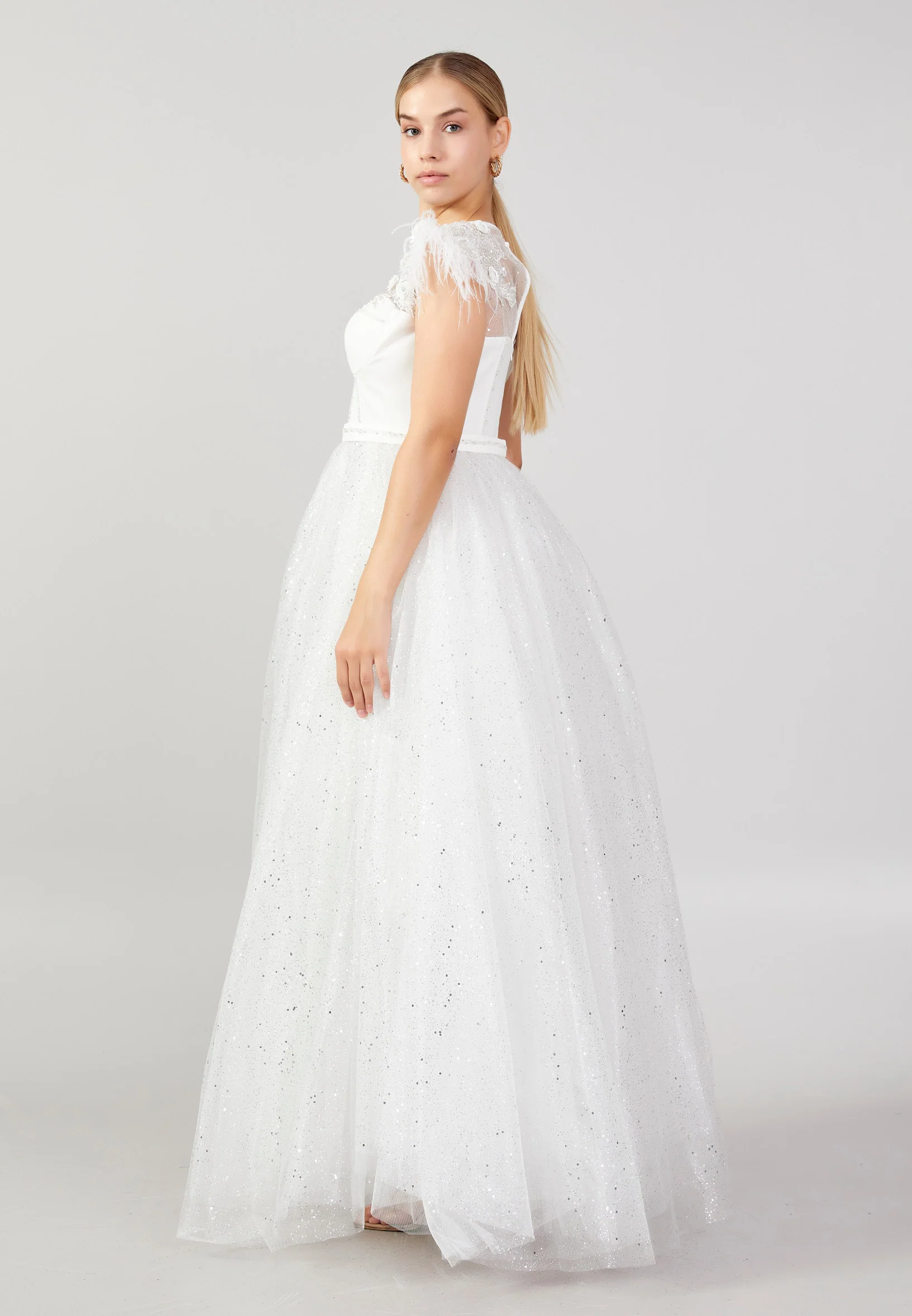 Sleeveless Maxi Tulle A - Line Plus Size Prom Dress mtn2272-1 - Image 15