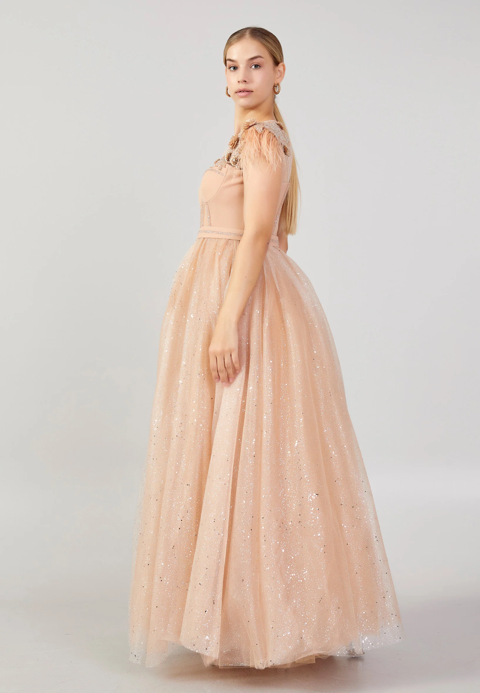 Sleeveless Maxi Tulle A - Line Plus Size Prom Dress mtn2272-1 - Image 3