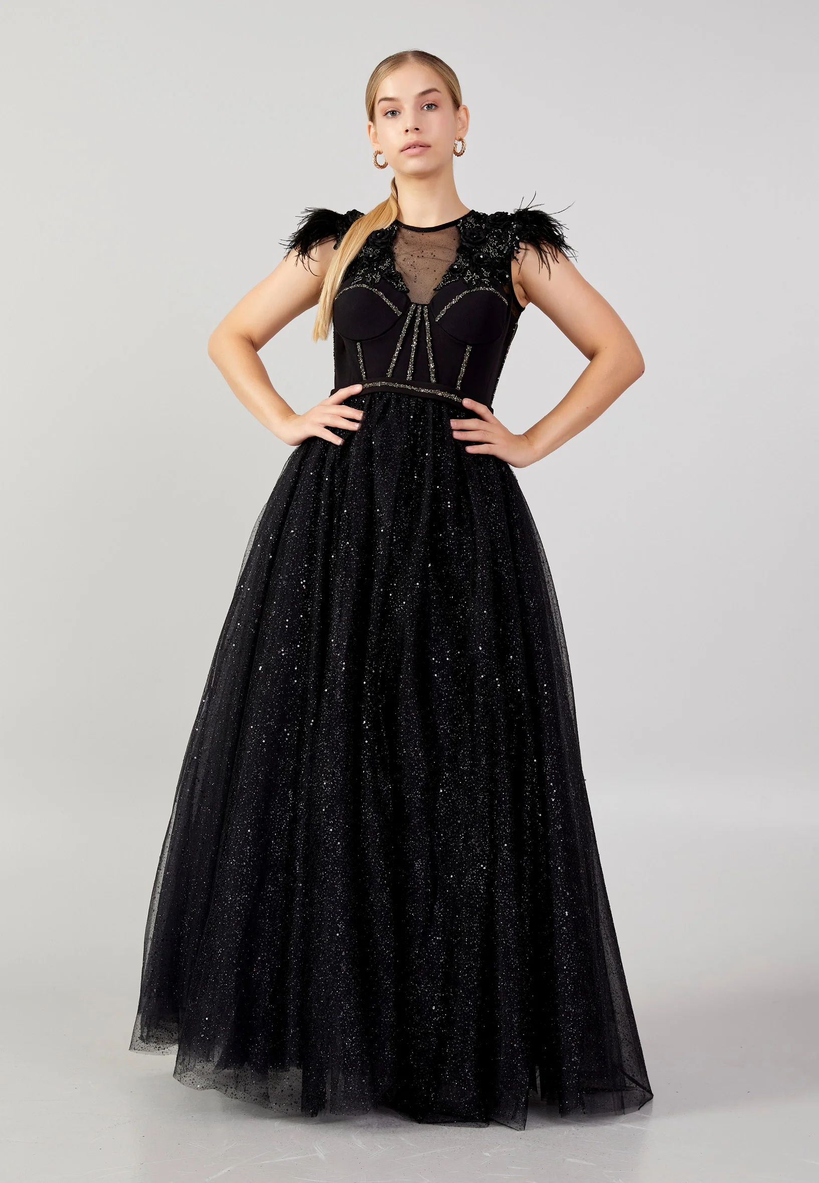Sleeveless Maxi Tulle A - Line Plus Size Prom Dress mtn2272-1 - Image 9