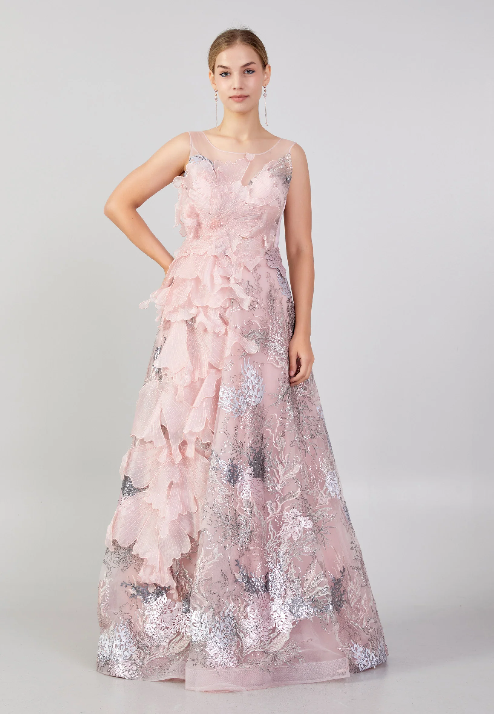 Sleeveless Maxi Tulle A - Line Plus Size Prom Dress pau4214-1 - Image 5