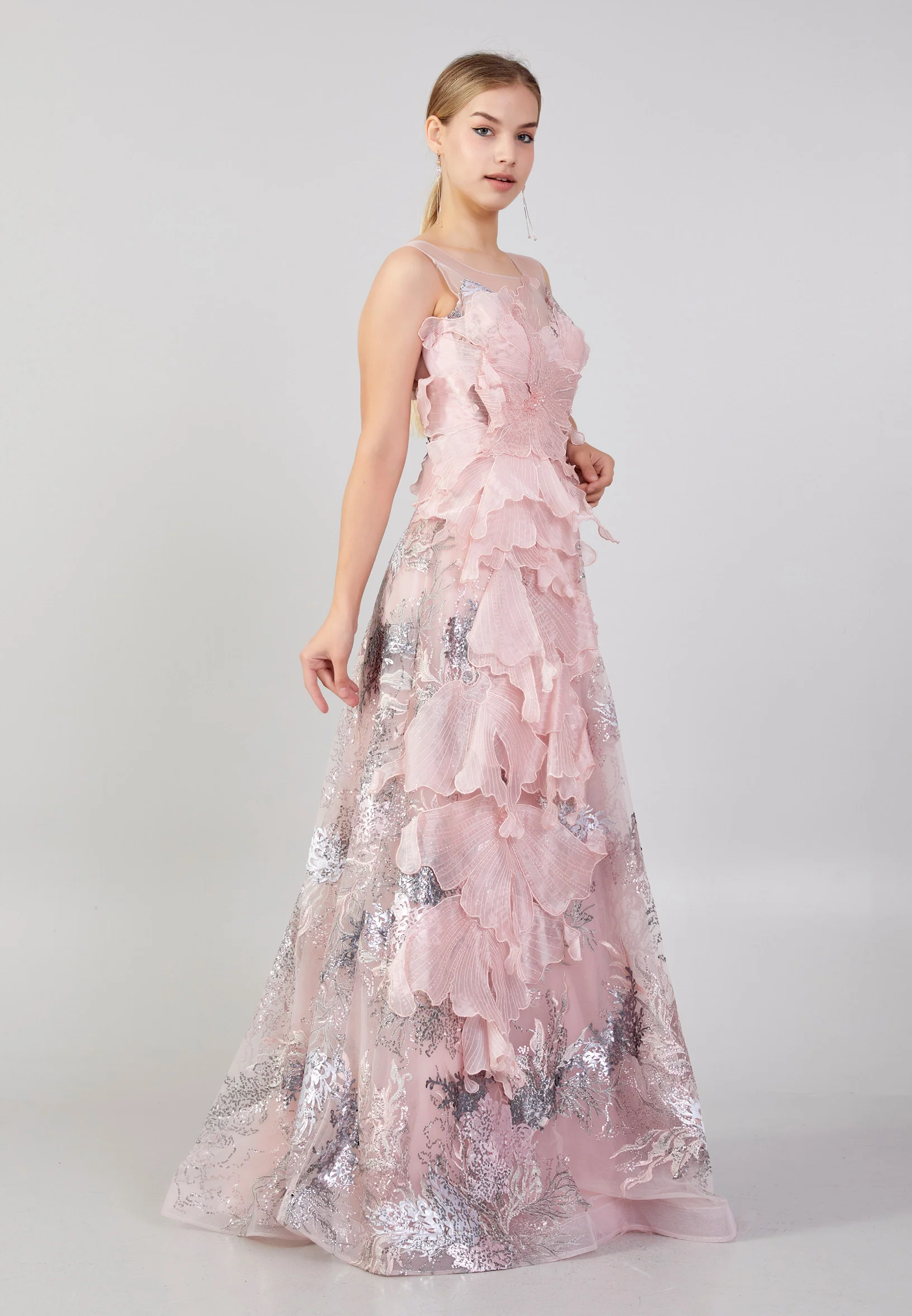 Sleeveless Maxi Tulle A - Line Plus Size Prom Dress pau4214-1 - Image 7