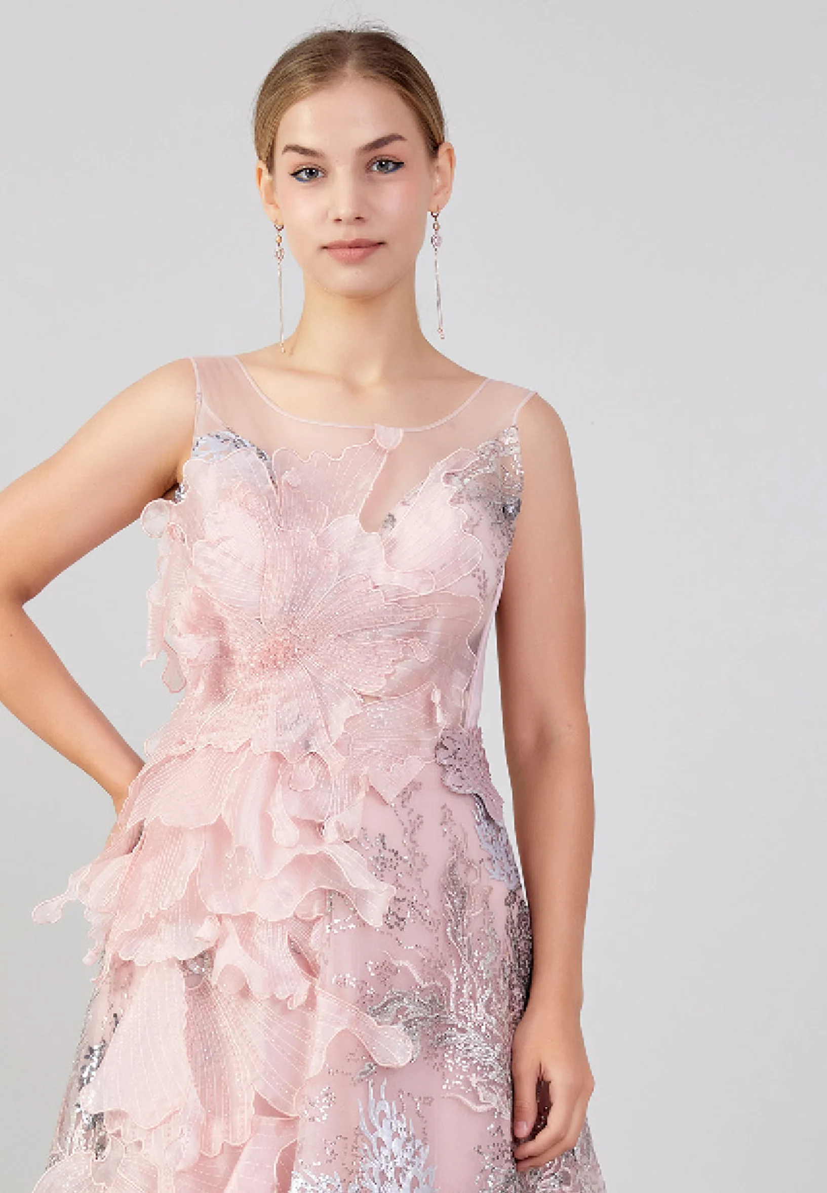 Sleeveless Maxi Tulle A - Line Plus Size Prom Dress pau4214-1 - Image 8