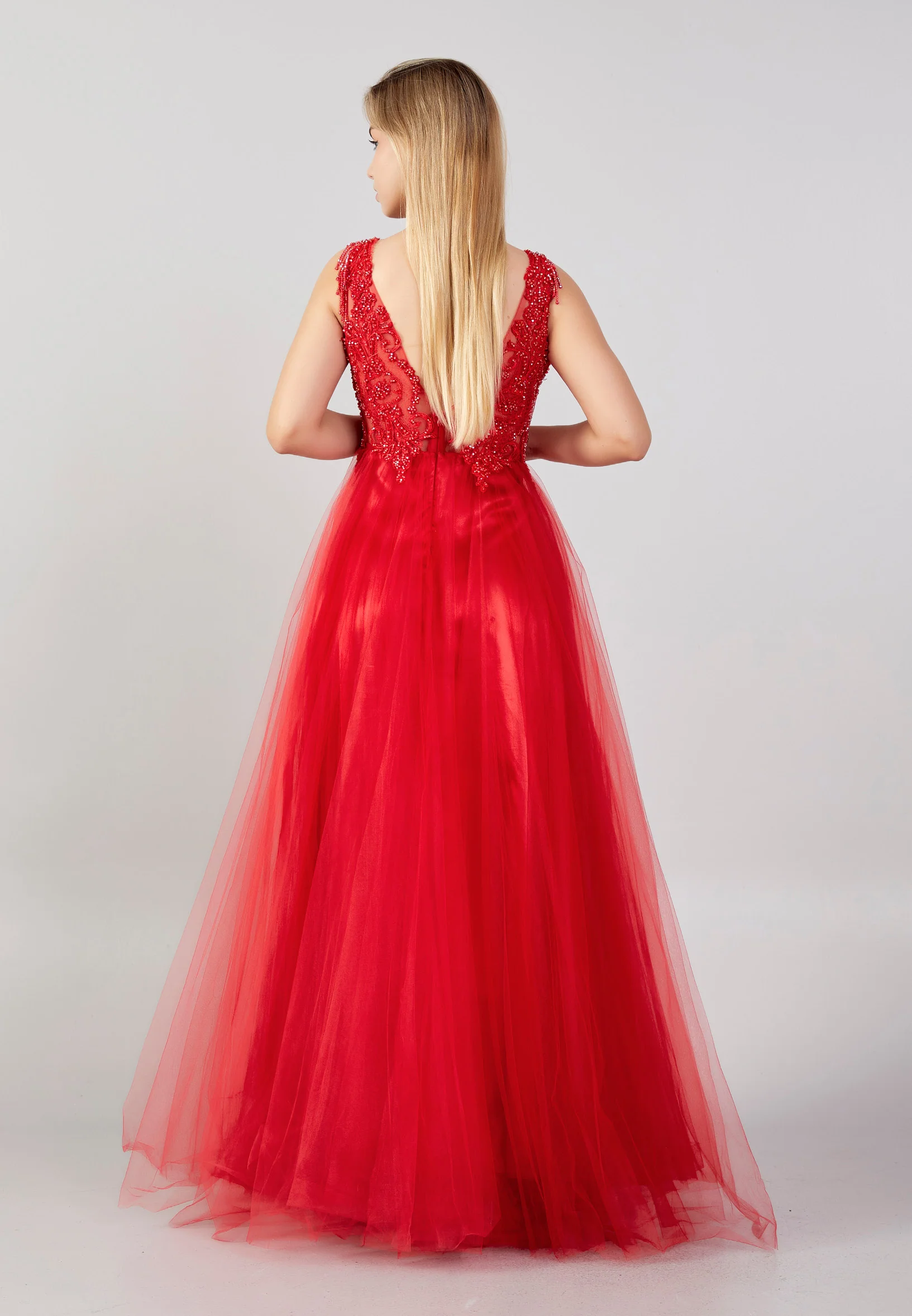 Sleeveless Maxi Tulle A - Line Plus Size Wedding Guest Dress ons000-148-1 - Image 2
