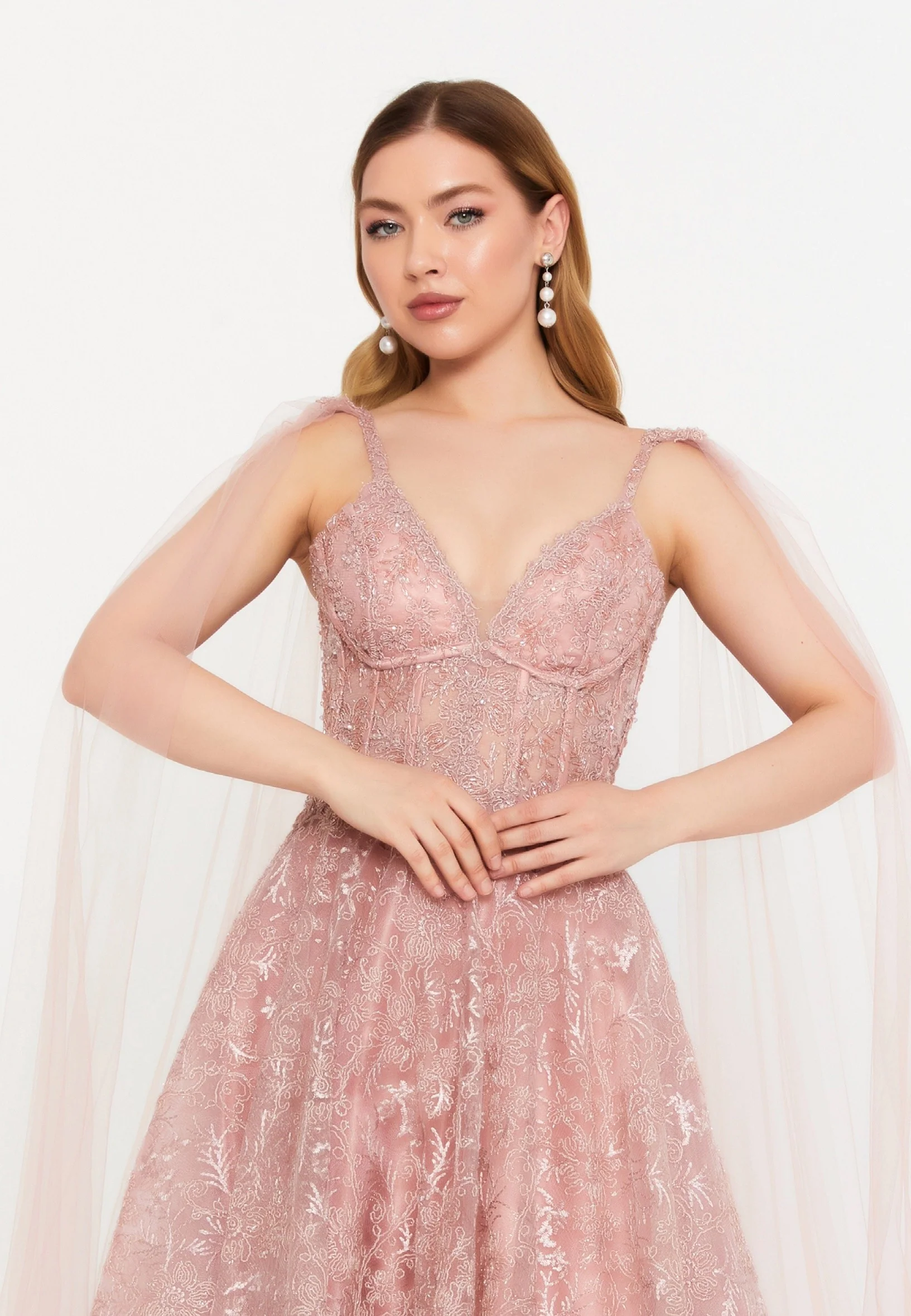 Sleeveless Maxi Tulle A - Line Regular Prom Dress aln1413k - Image 4