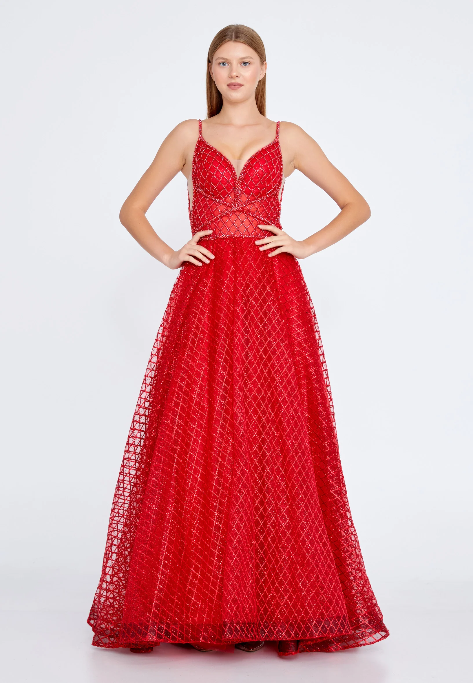 Sleeveless Maxi Tulle A - Line Regular Prom Dress aln1415 - Image 29