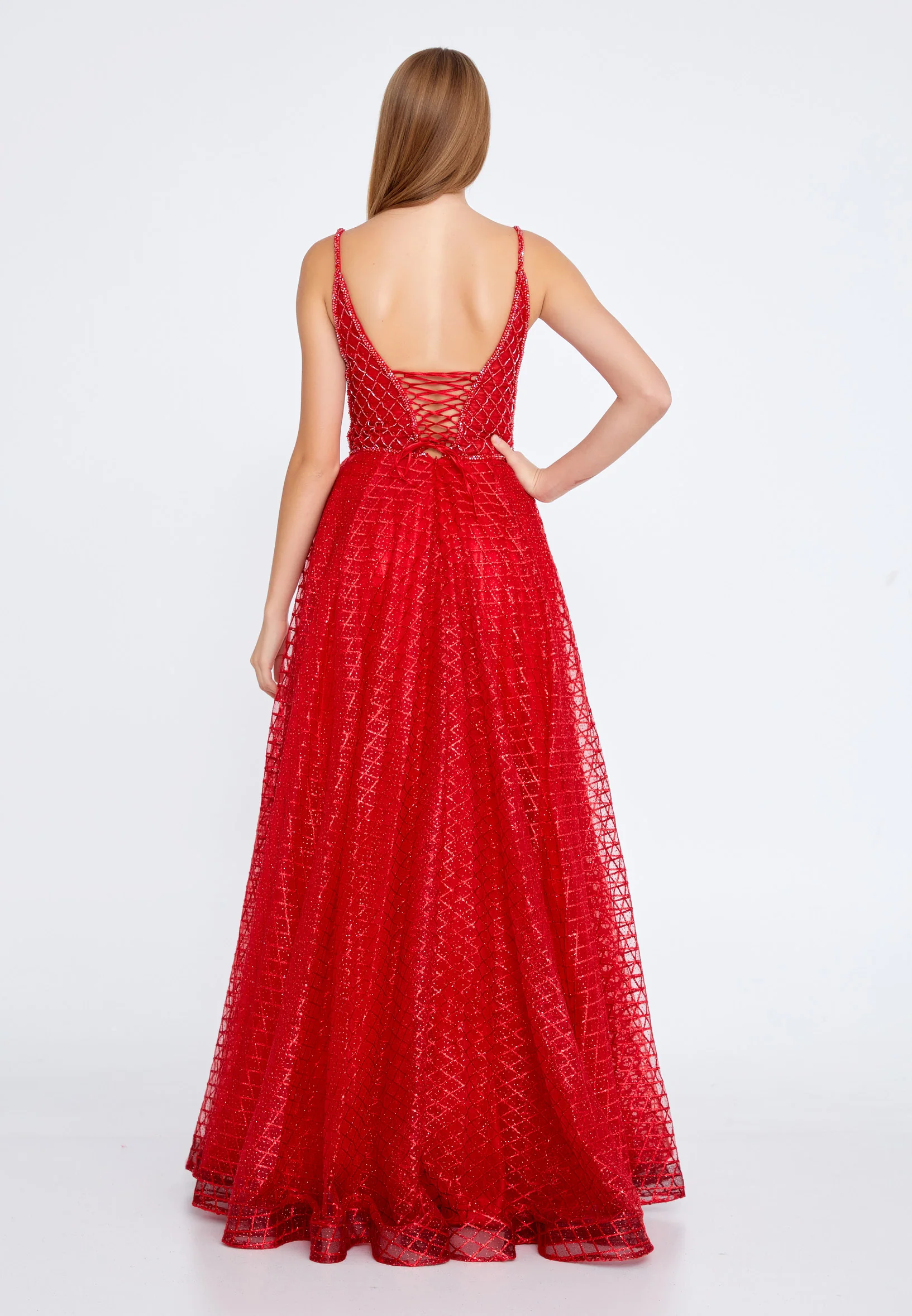 Sleeveless Maxi Tulle A - Line Regular Prom Dress aln1415 - Image 30