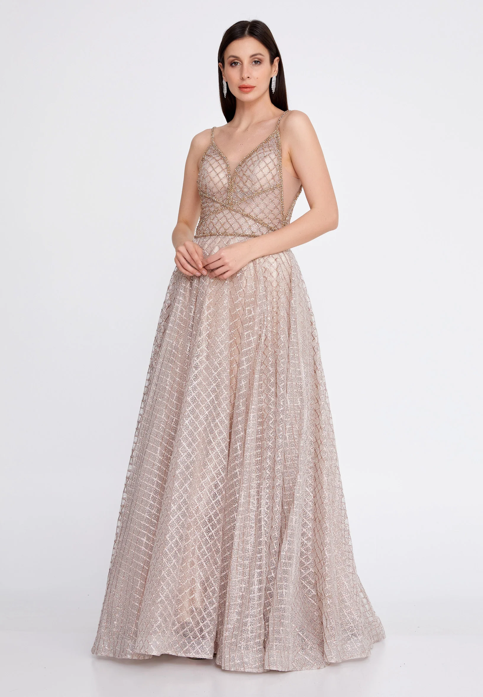 Sleeveless Maxi Tulle A - Line Regular Prom Dress aln1415 - Image 5