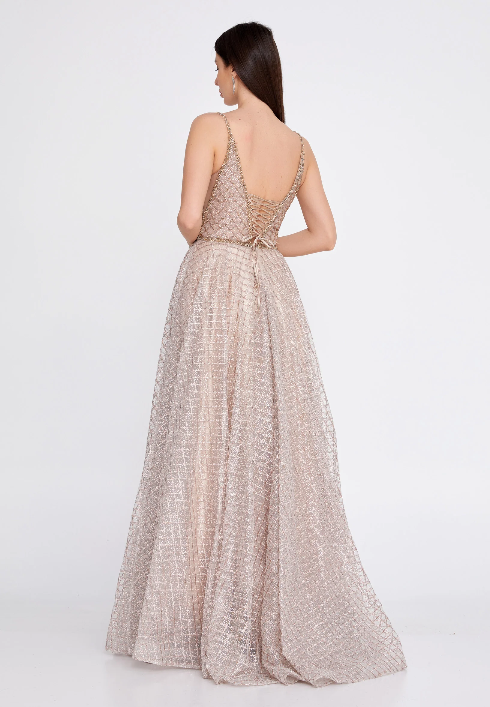 Sleeveless Maxi Tulle A - Line Regular Prom Dress aln1415 - Image 6