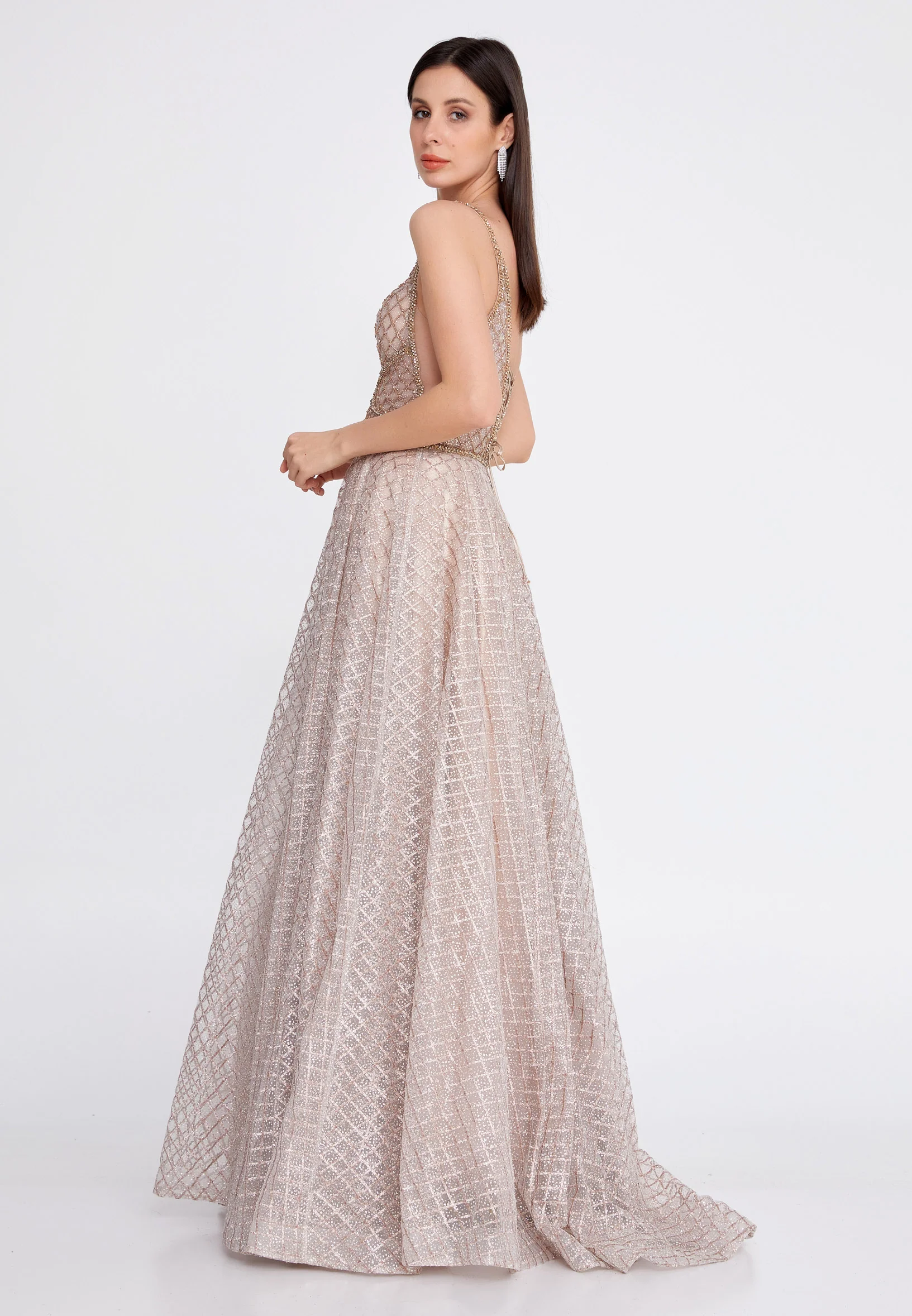 Sleeveless Maxi Tulle A - Line Regular Prom Dress aln1415 - Image 7