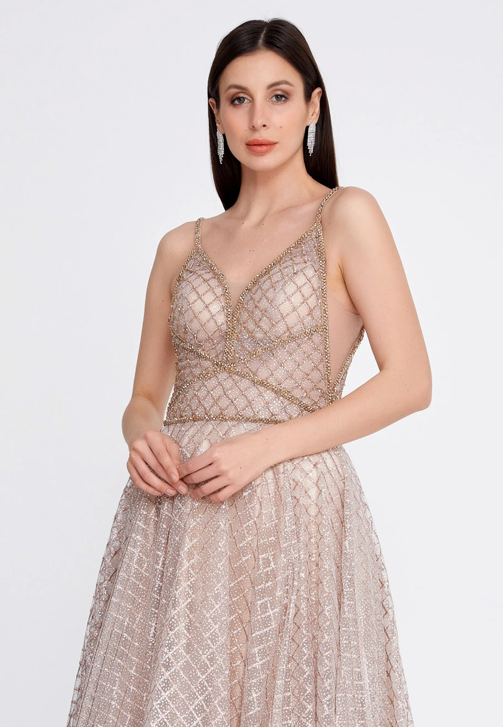 Sleeveless Maxi Tulle A - Line Regular Prom Dress aln1415 - Image 8
