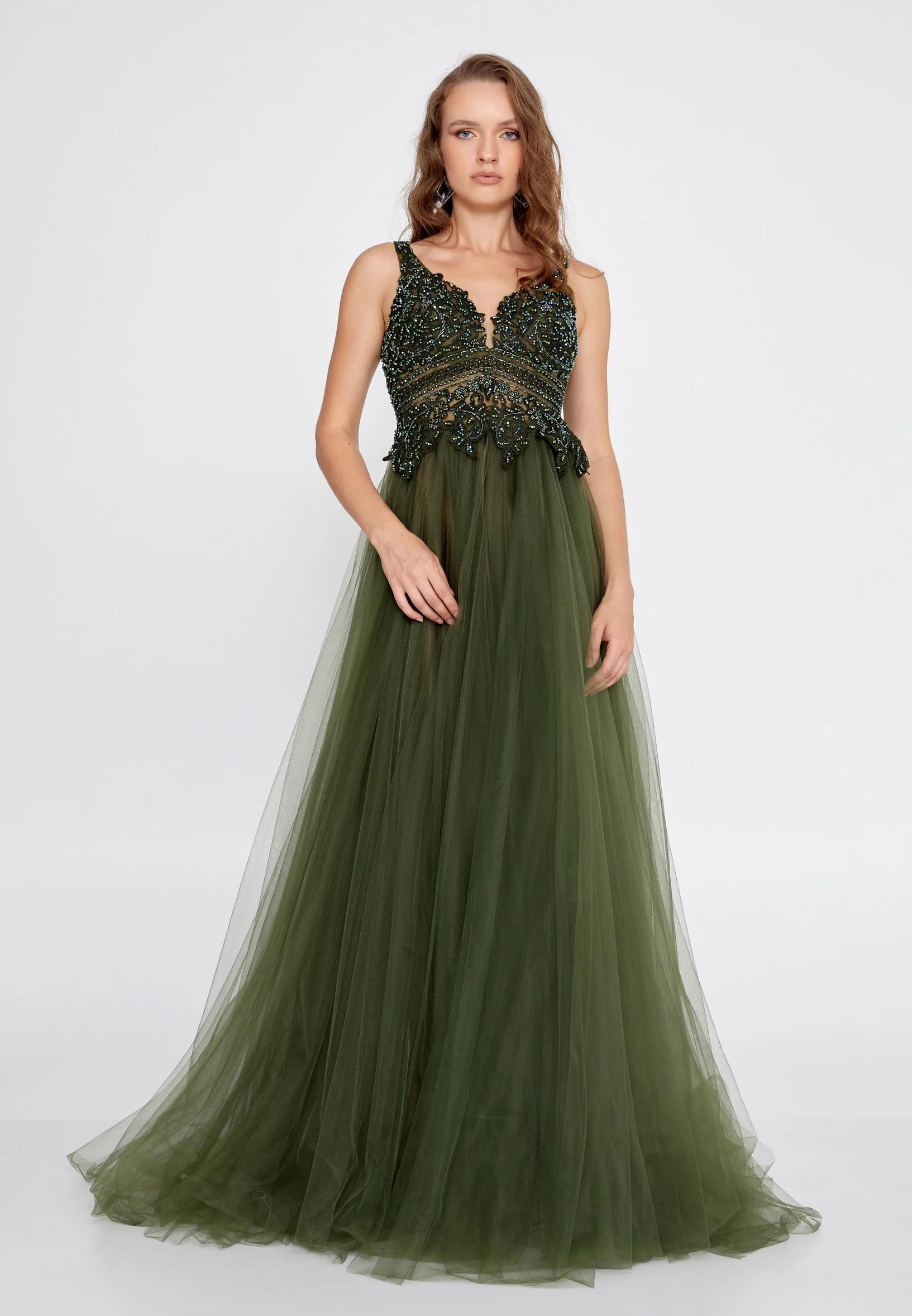 Sleeveless Maxi Tulle A - Line Regular Prom Dress aln1425 - Image 5