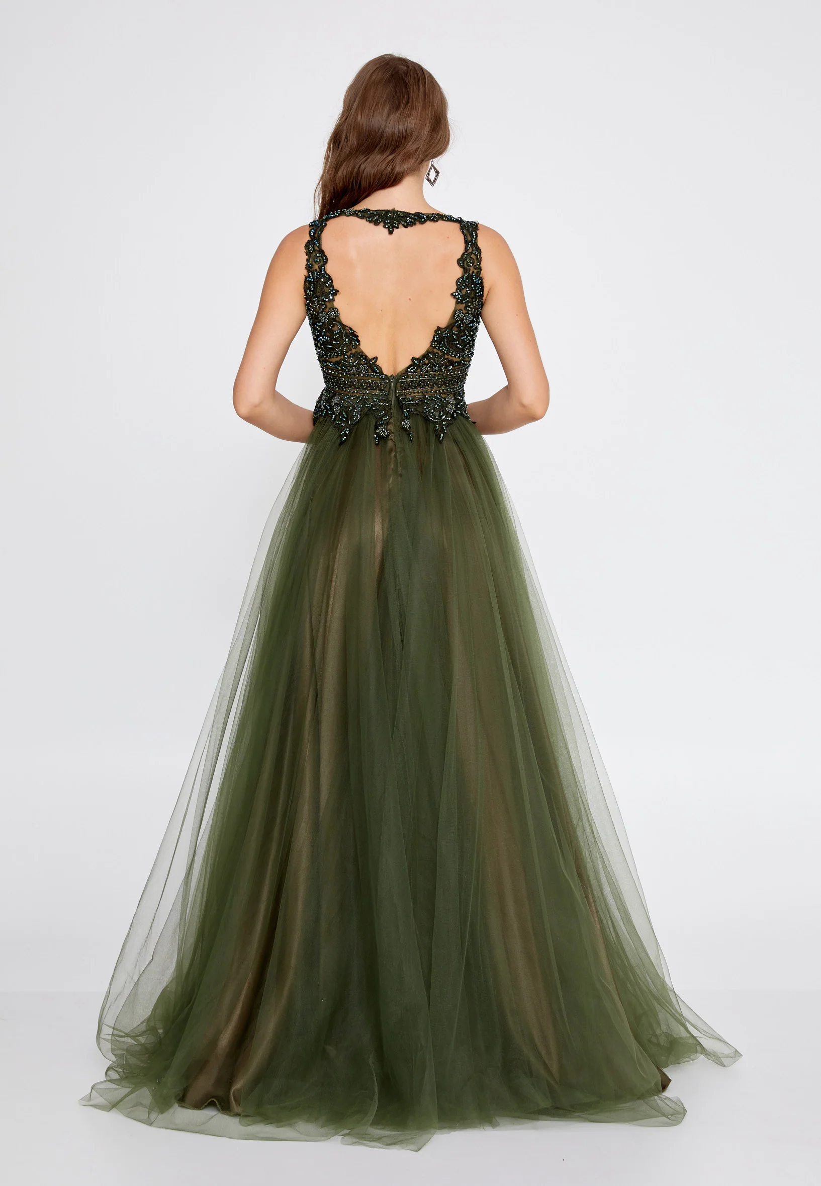 Sleeveless Maxi Tulle A - Line Regular Prom Dress aln1425 - Image 6