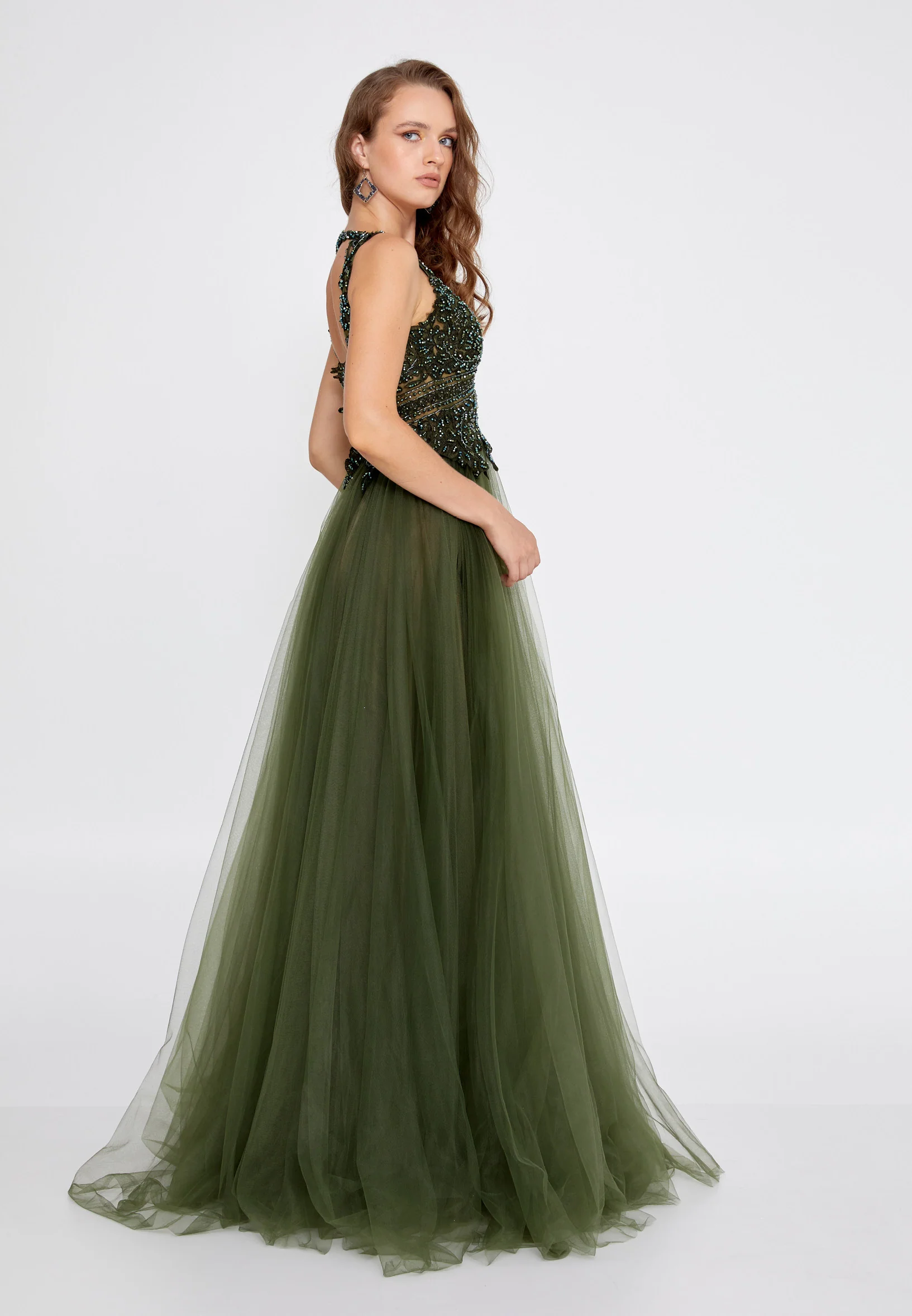 Sleeveless Maxi Tulle A - Line Regular Prom Dress aln1425 - Image 7