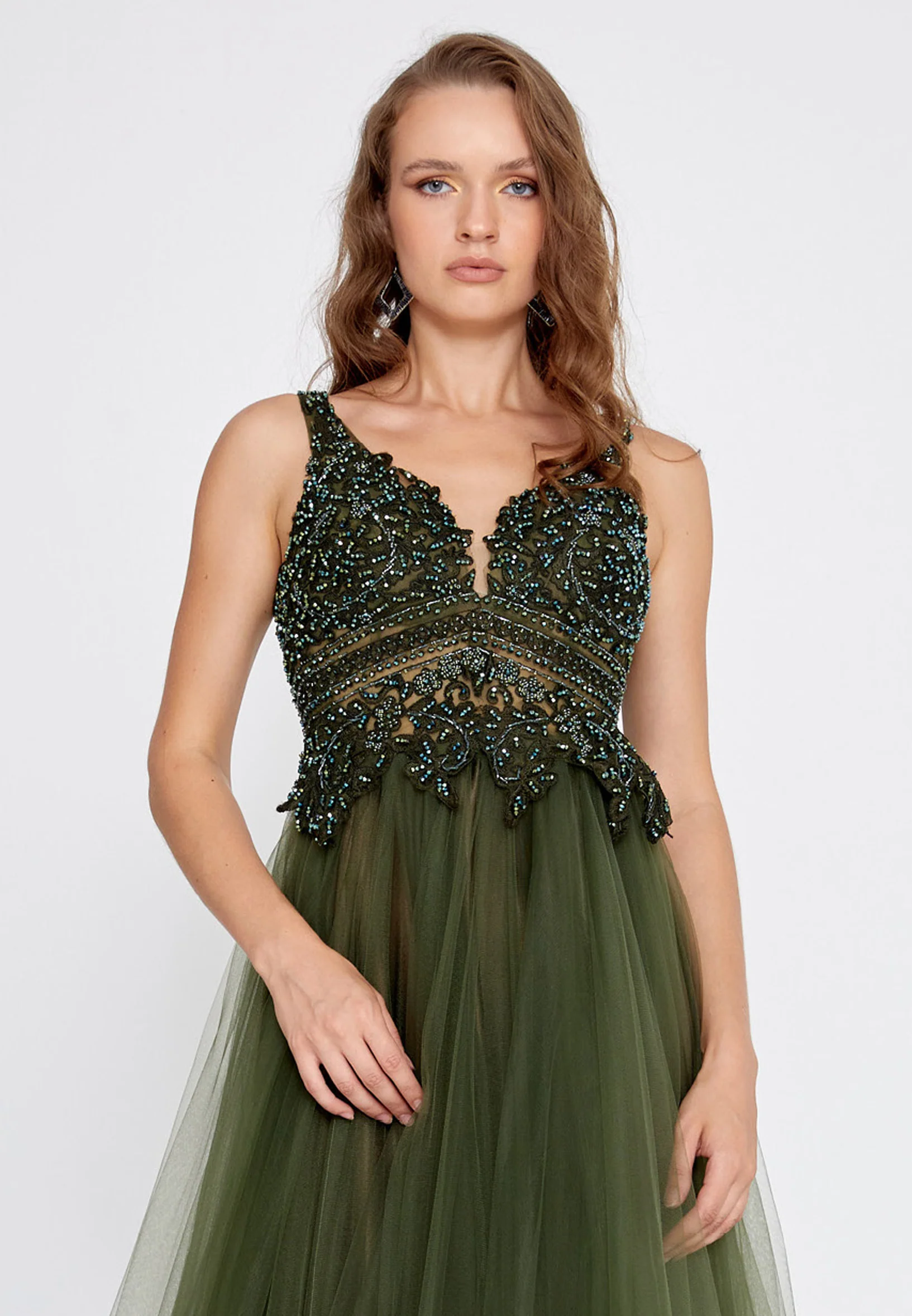 Sleeveless Maxi Tulle A - Line Regular Prom Dress aln1425 - Image 8