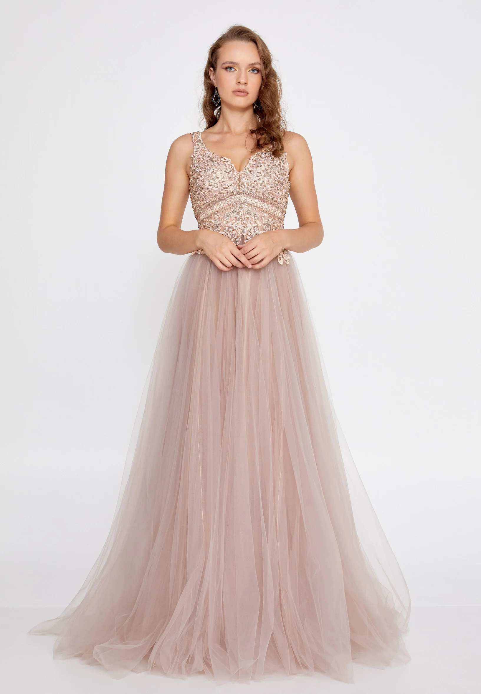 Sleeveless Maxi Tulle A - Line Regular Prom Dress aln1425 - Image 9