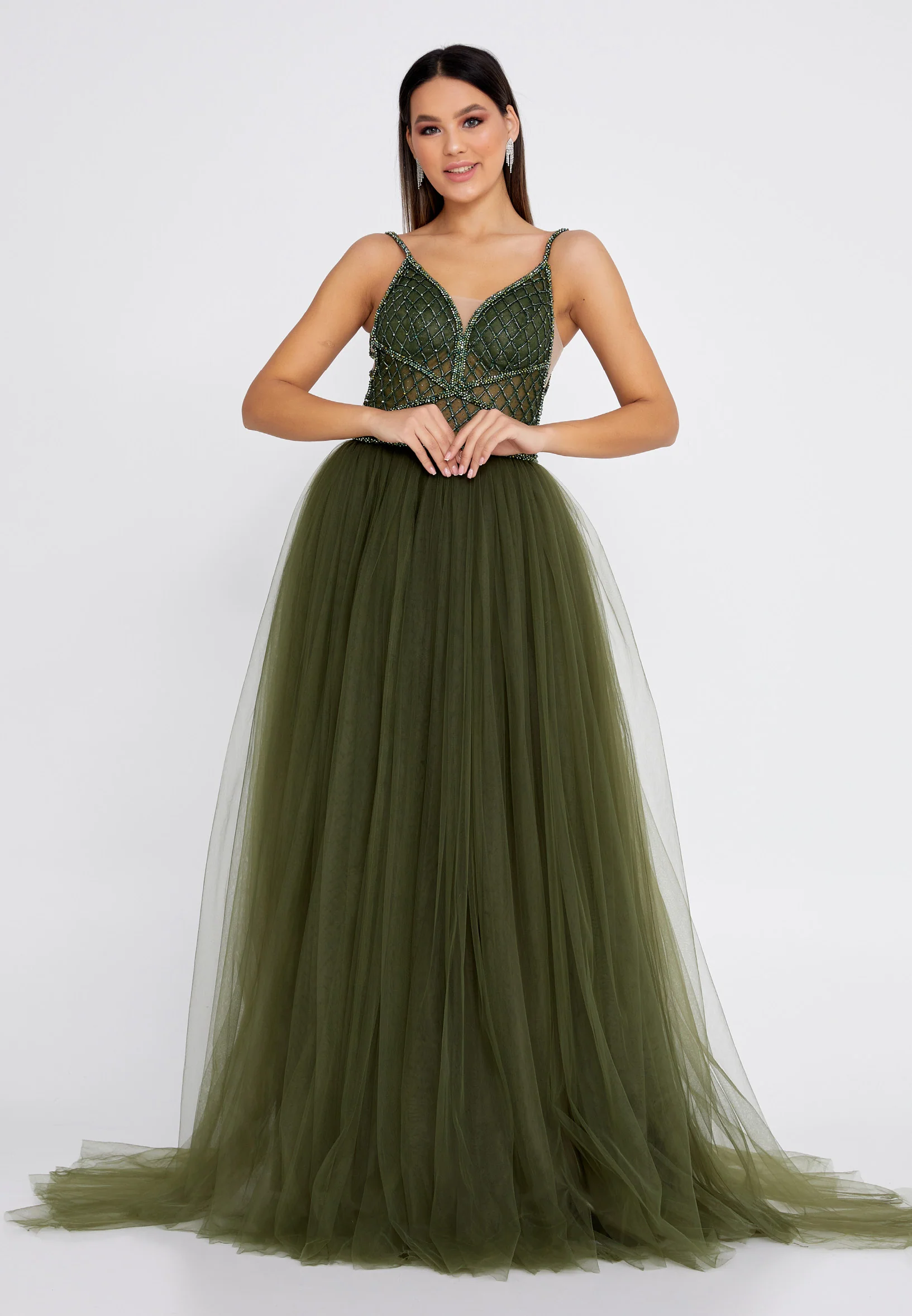 Sleeveless Maxi Tulle A - Line Regular Prom Dress aln1438 - Image 10