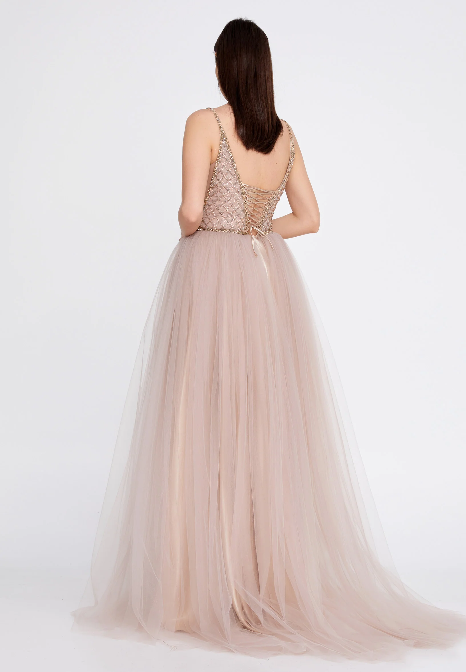 Sleeveless Maxi Tulle A - Line Regular Prom Dress aln1438 - Image 14