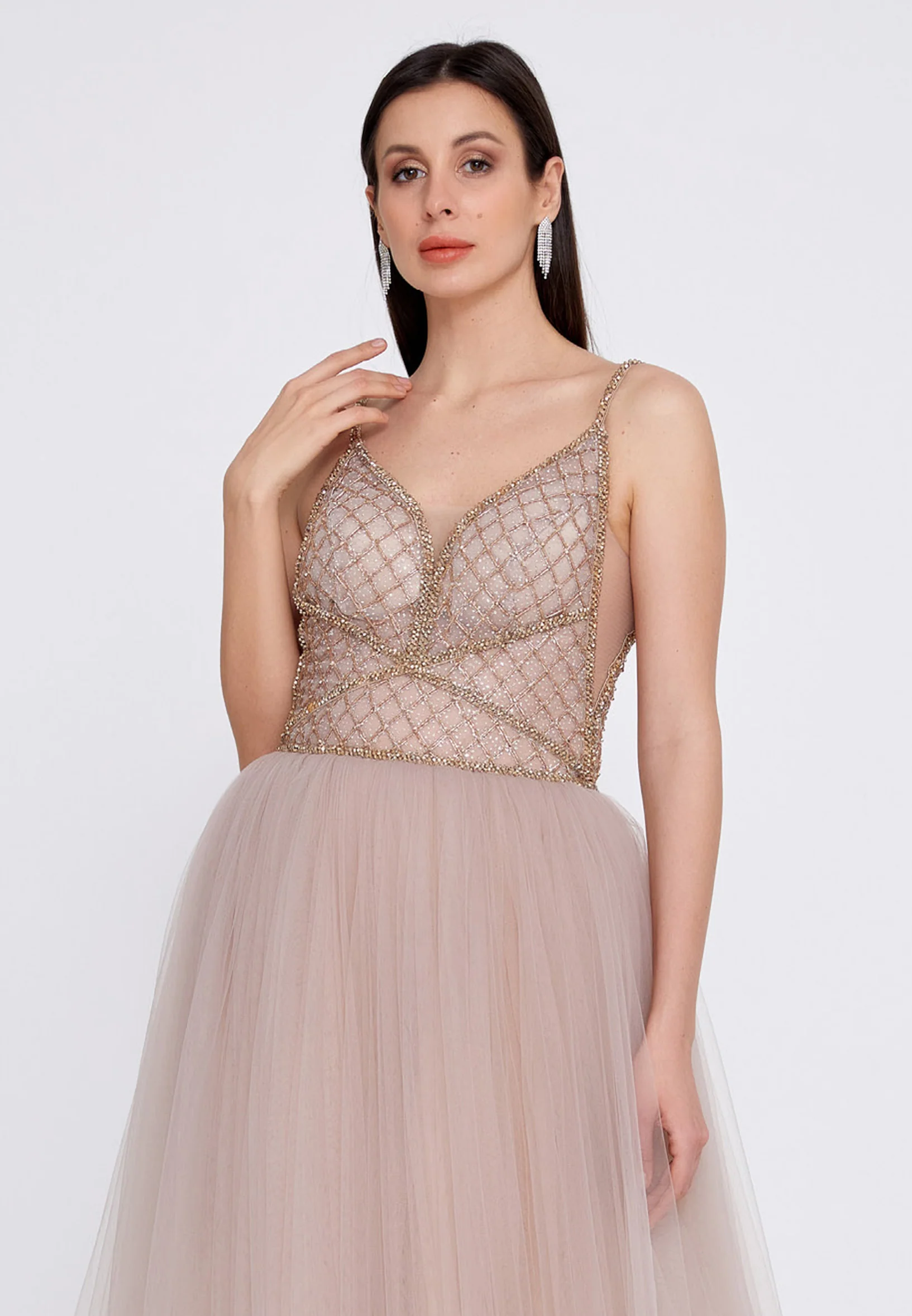 Sleeveless Maxi Tulle A - Line Regular Prom Dress aln1438 - Image 16