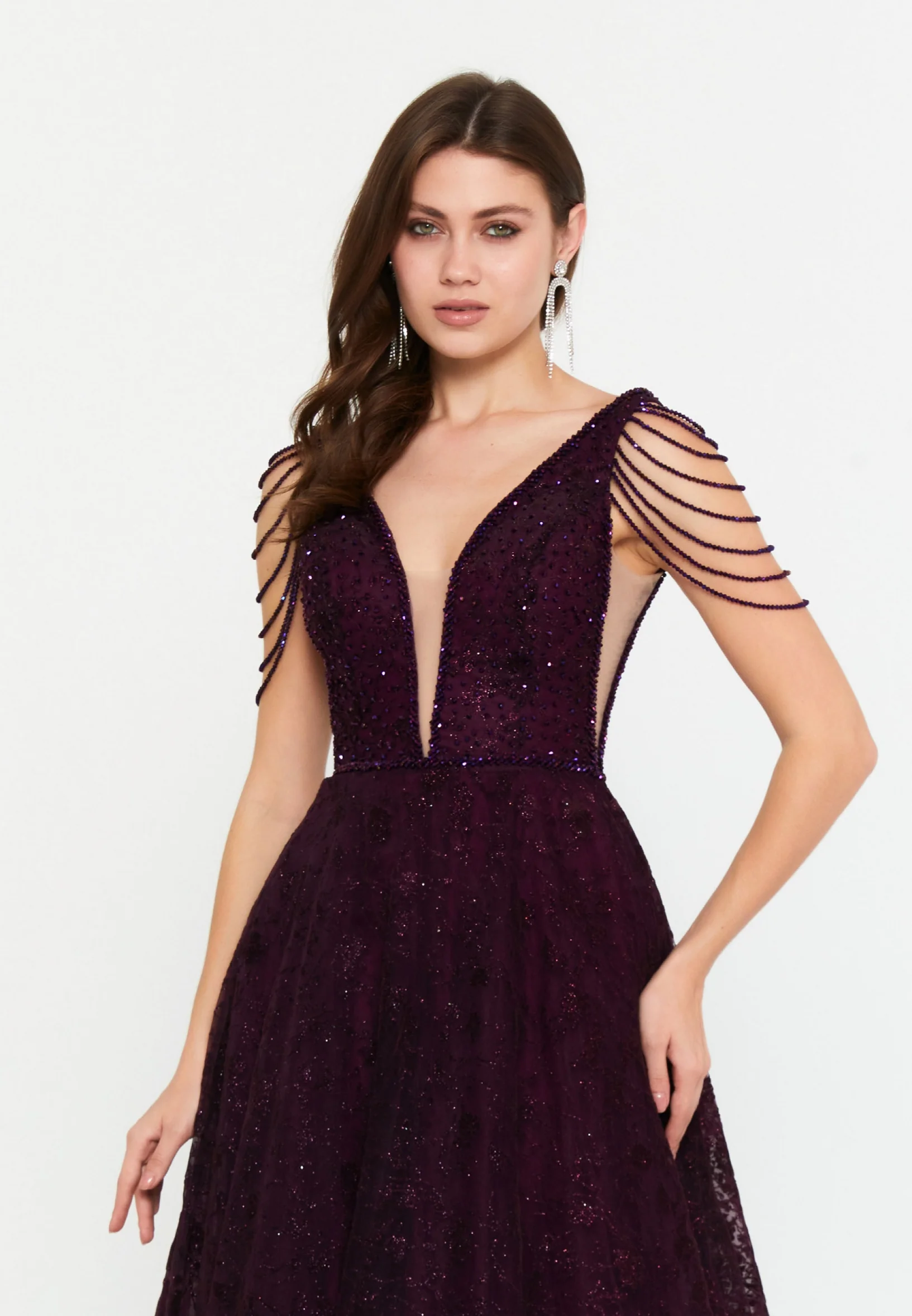 Sleeveless Maxi Tulle A - Line Regular Prom Dress aln1531 - Image 4