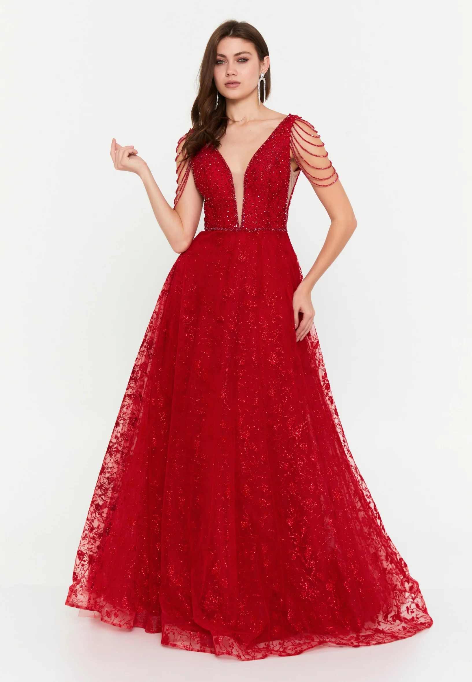 Sleeveless Maxi Tulle A - Line Regular Prom Dress aln1531 - Image 5
