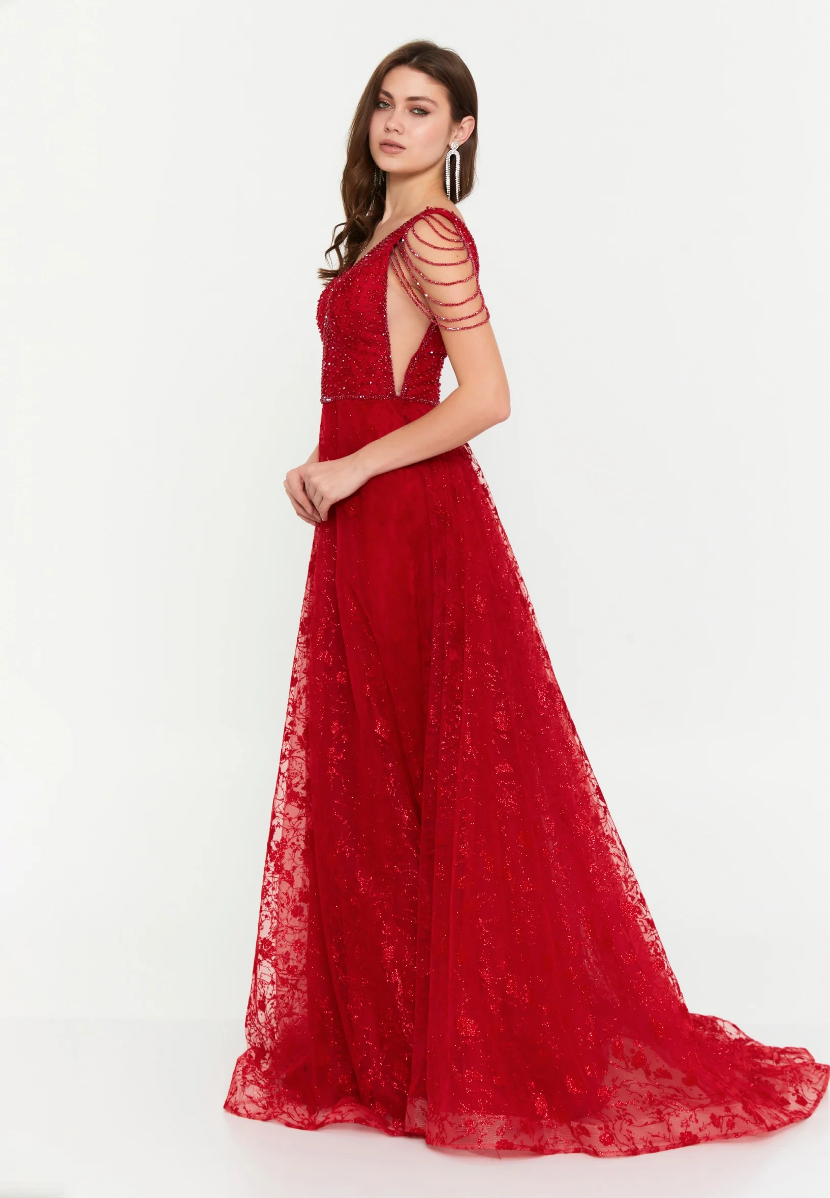 Sleeveless Maxi Tulle A - Line Regular Prom Dress aln1531 - Image 7