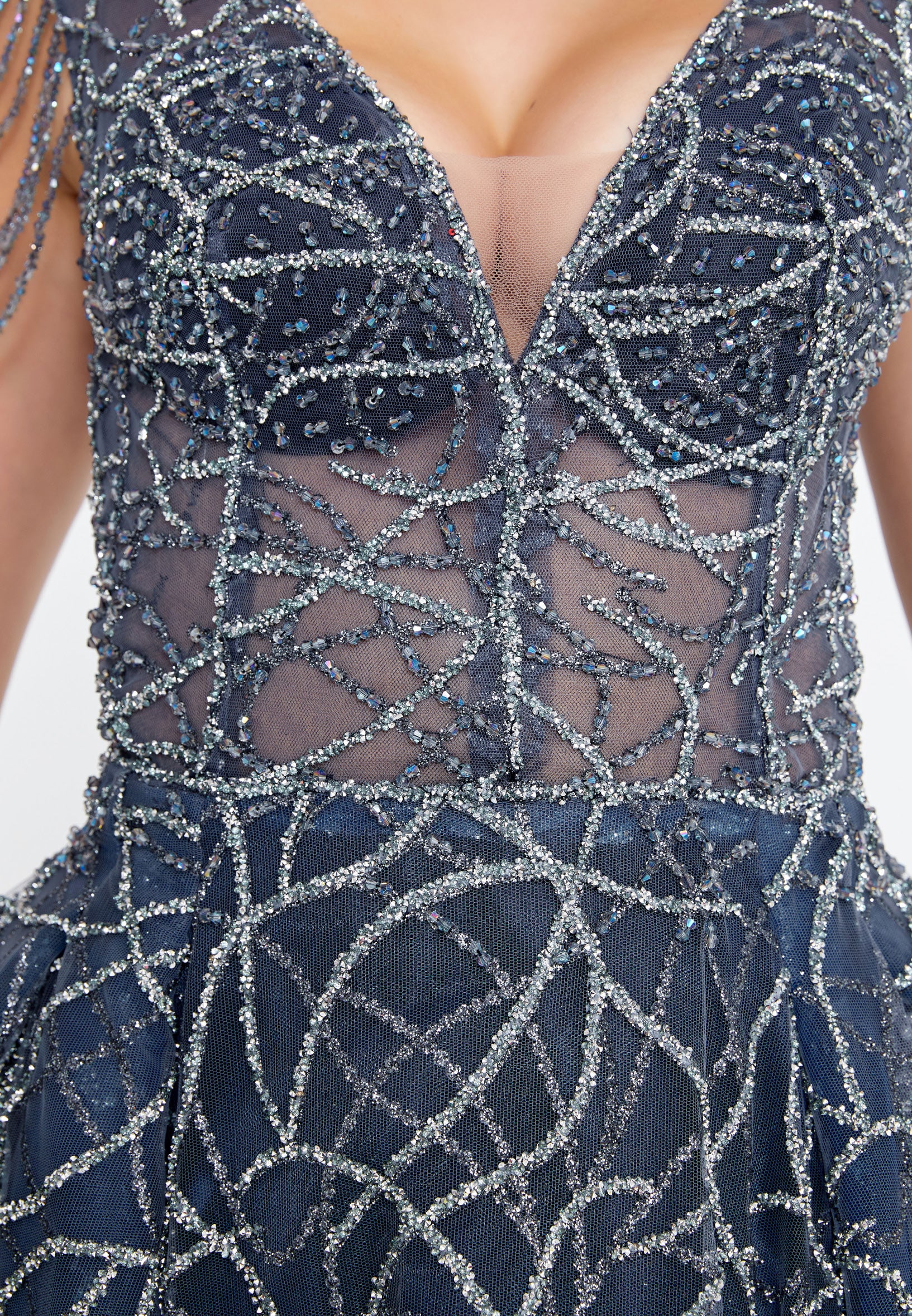 Sleeveless Maxi Tulle A - Line Regular Prom Dress aln1539 - Image 3