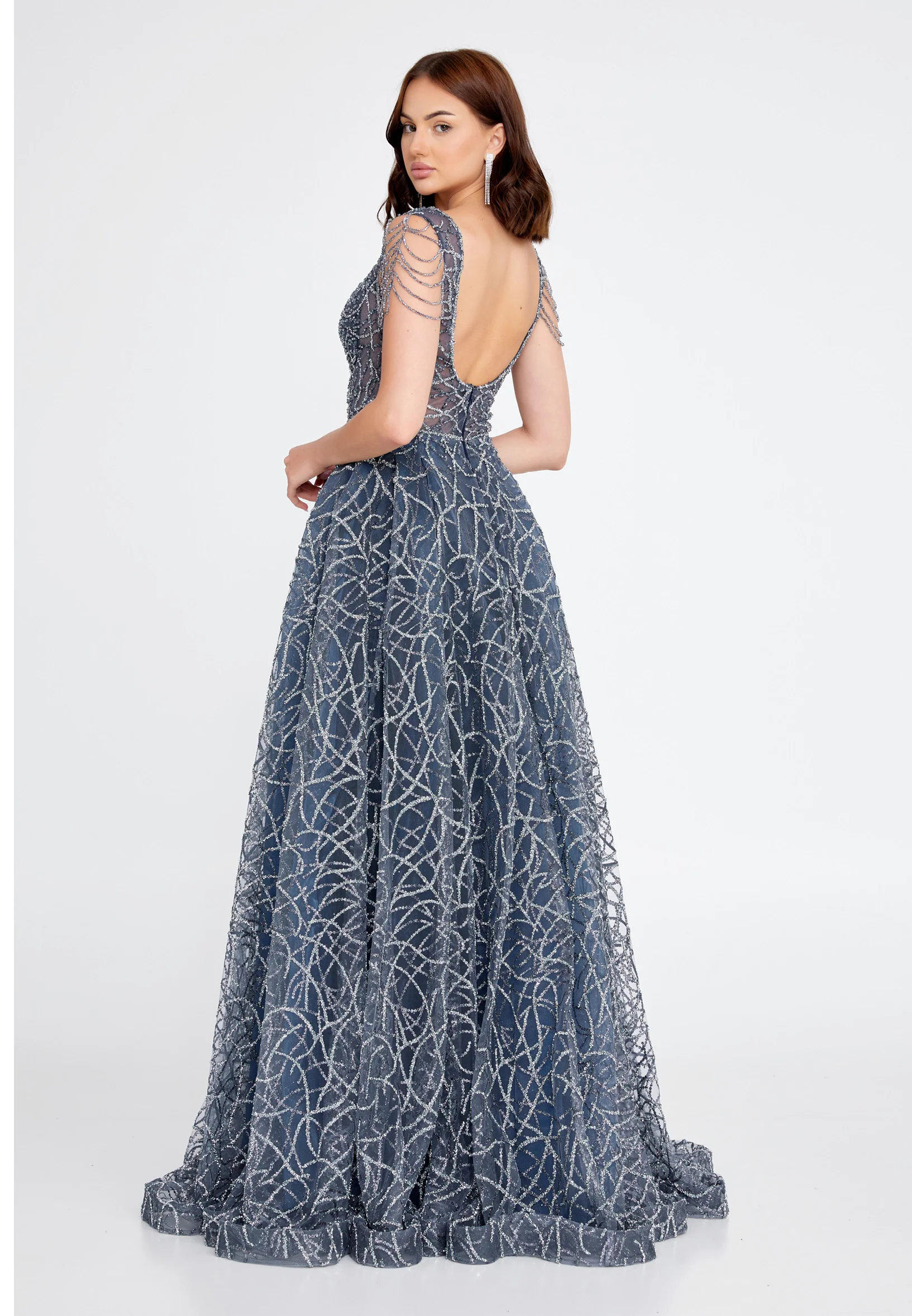 Sleeveless Maxi Tulle A - Line Regular Prom Dress aln1539 - Image 4
