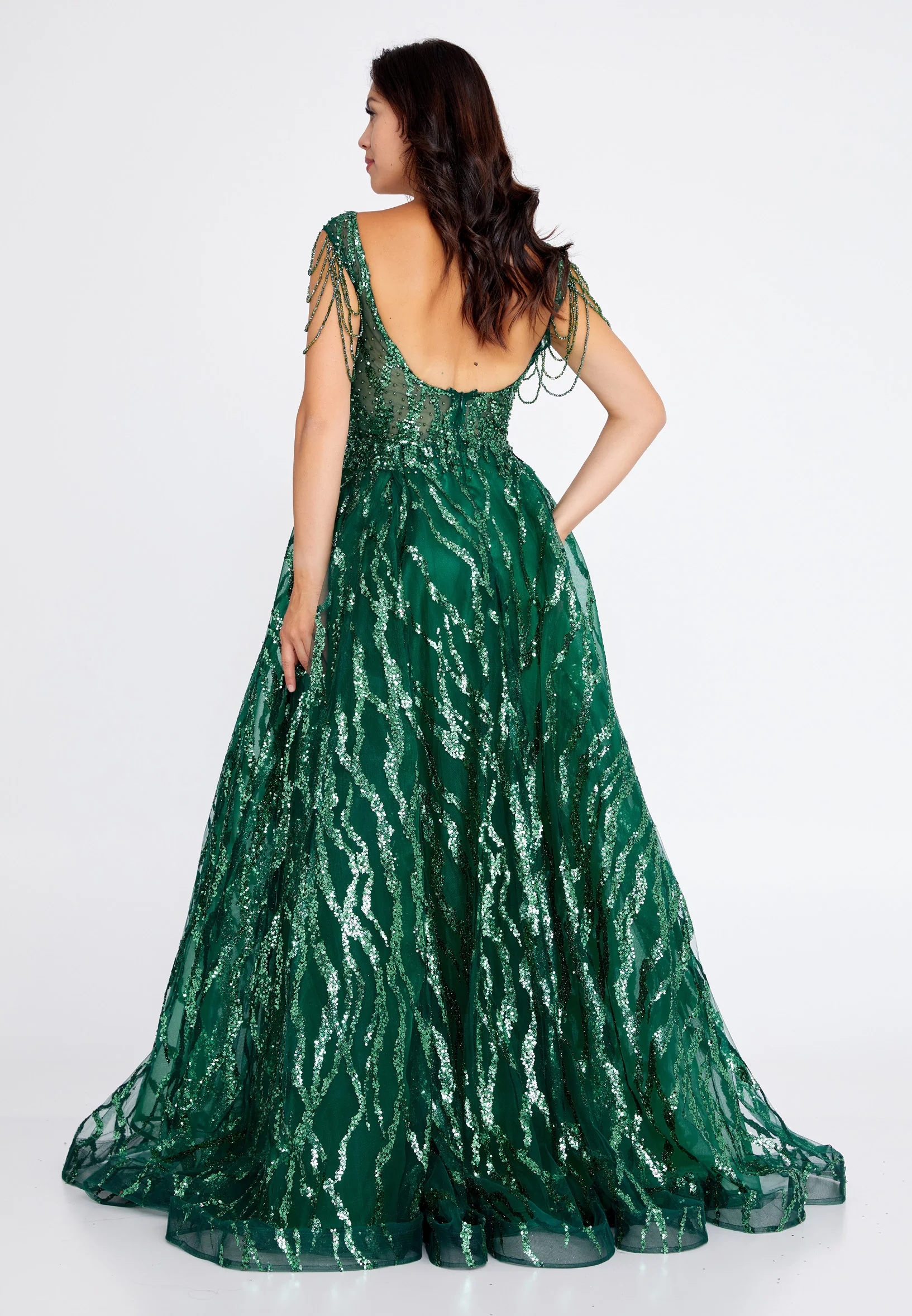 Sleeveless Maxi Tulle A - Line Regular Prom Dress aln1540 - Image 10