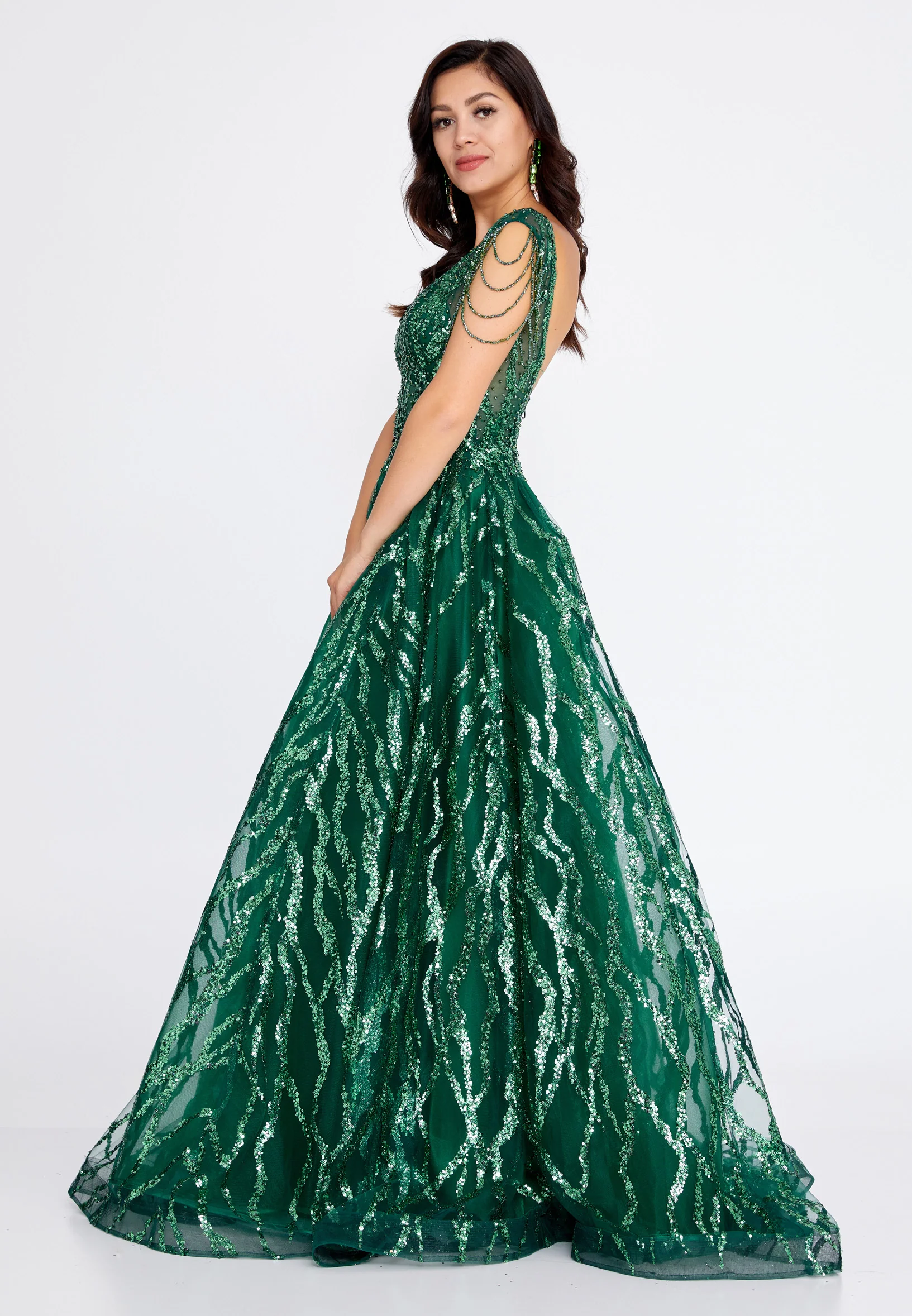 Sleeveless Maxi Tulle A - Line Regular Prom Dress aln1540 - Image 11