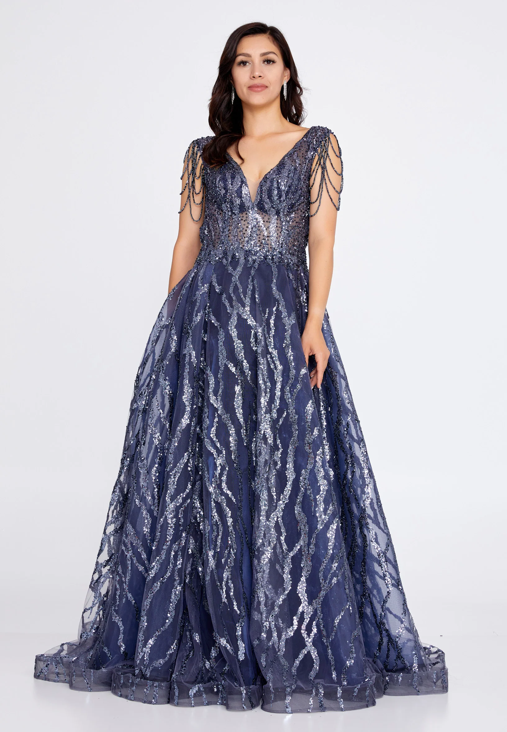 Sleeveless Maxi Tulle A - Line Regular Prom Dress aln1540 - Image 5