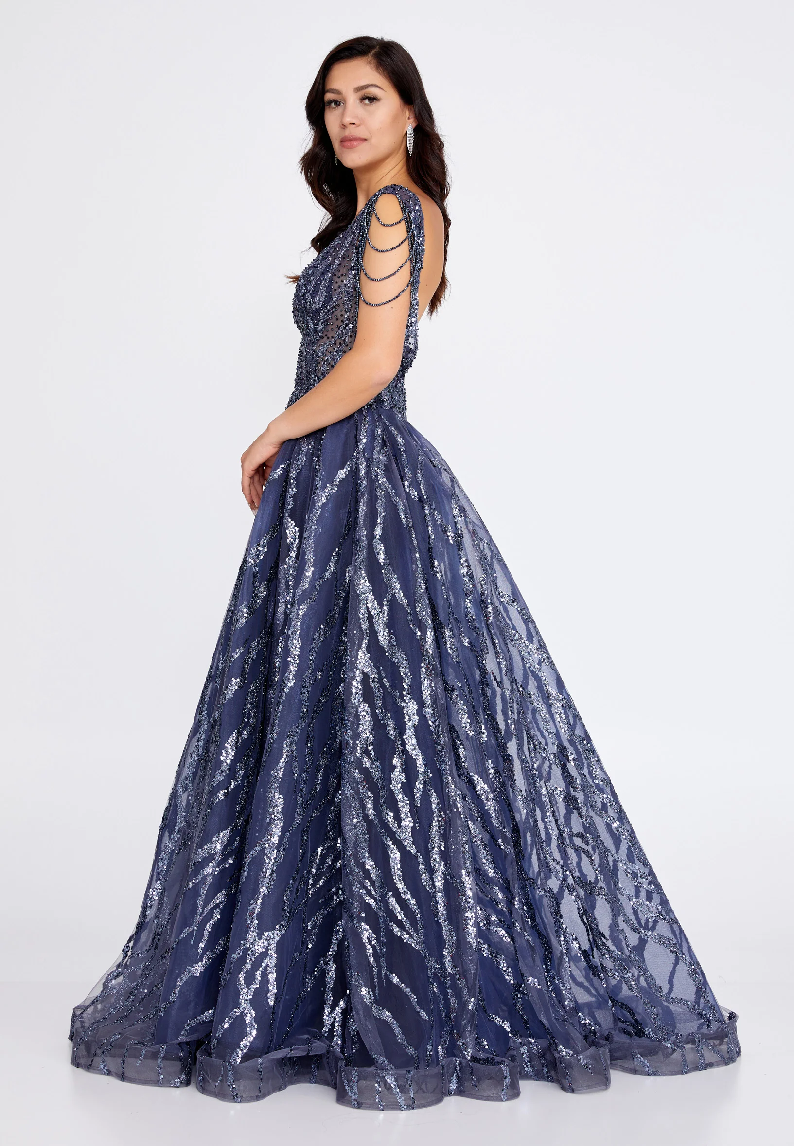 Sleeveless Maxi Tulle A - Line Regular Prom Dress aln1540 - Image 7
