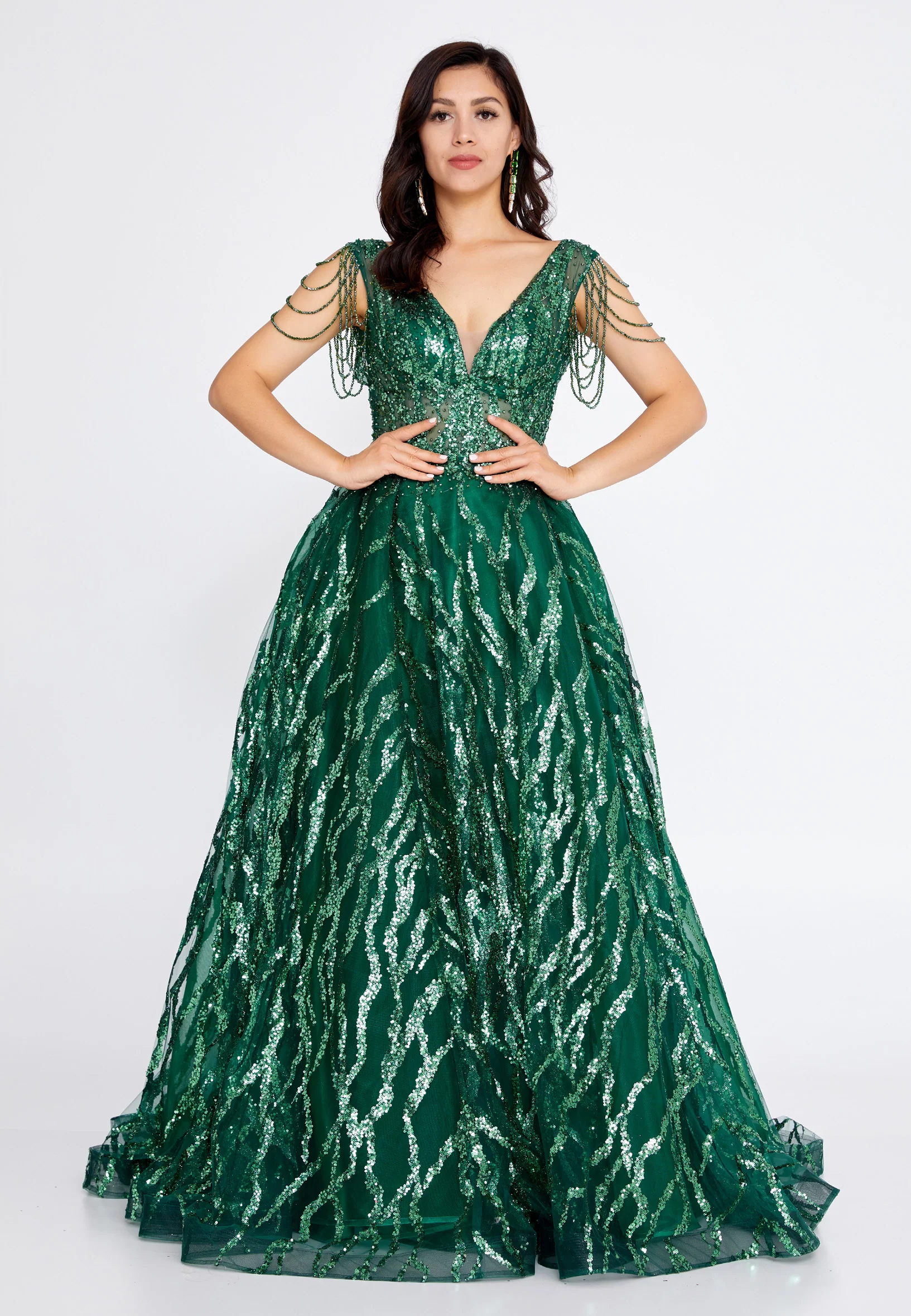 Sleeveless Maxi Tulle A - Line Regular Prom Dress aln1540 - Image 9