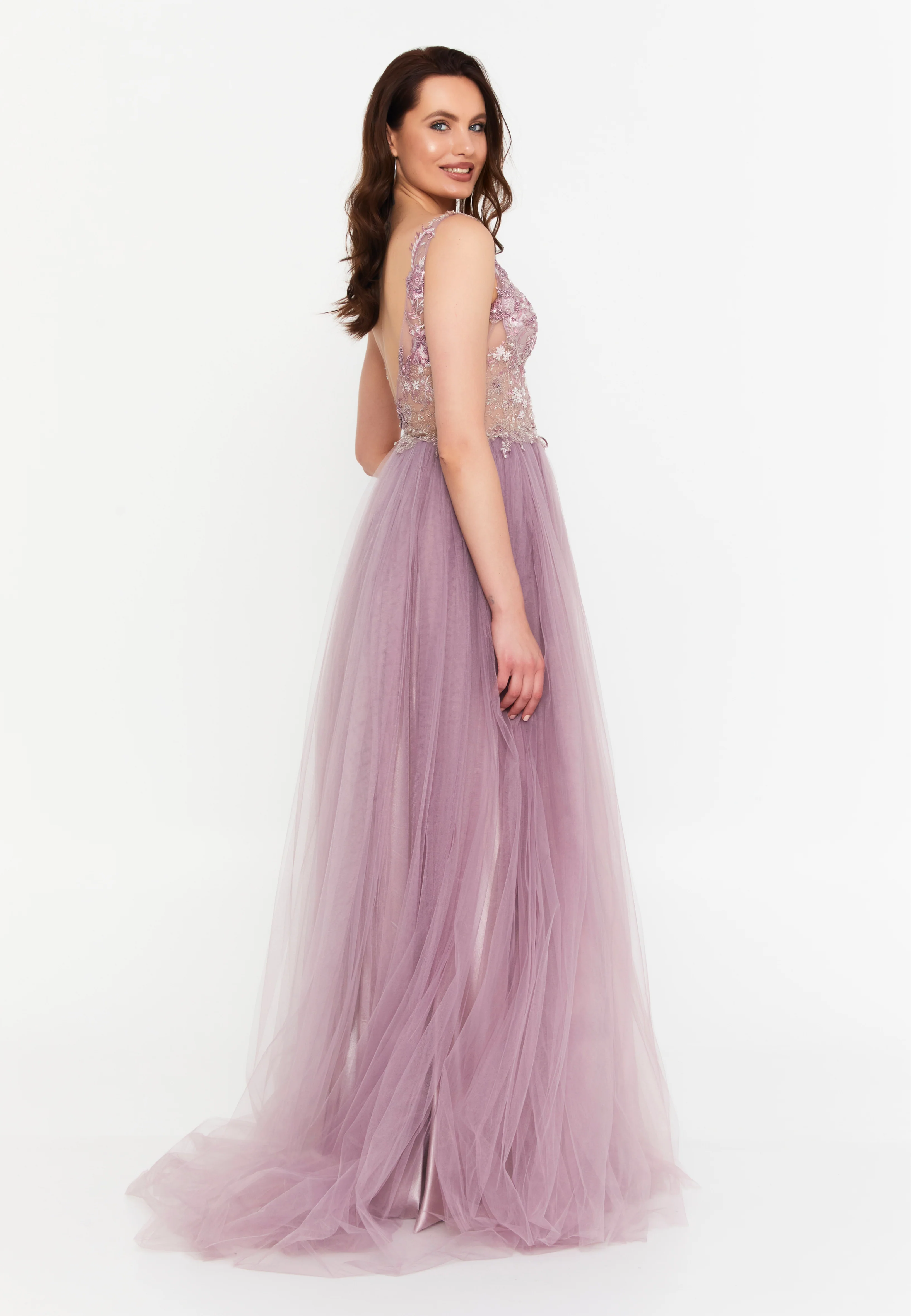 Sleeveless Maxi Tulle A - Line Regular Prom Dress aln1559 - Image 19