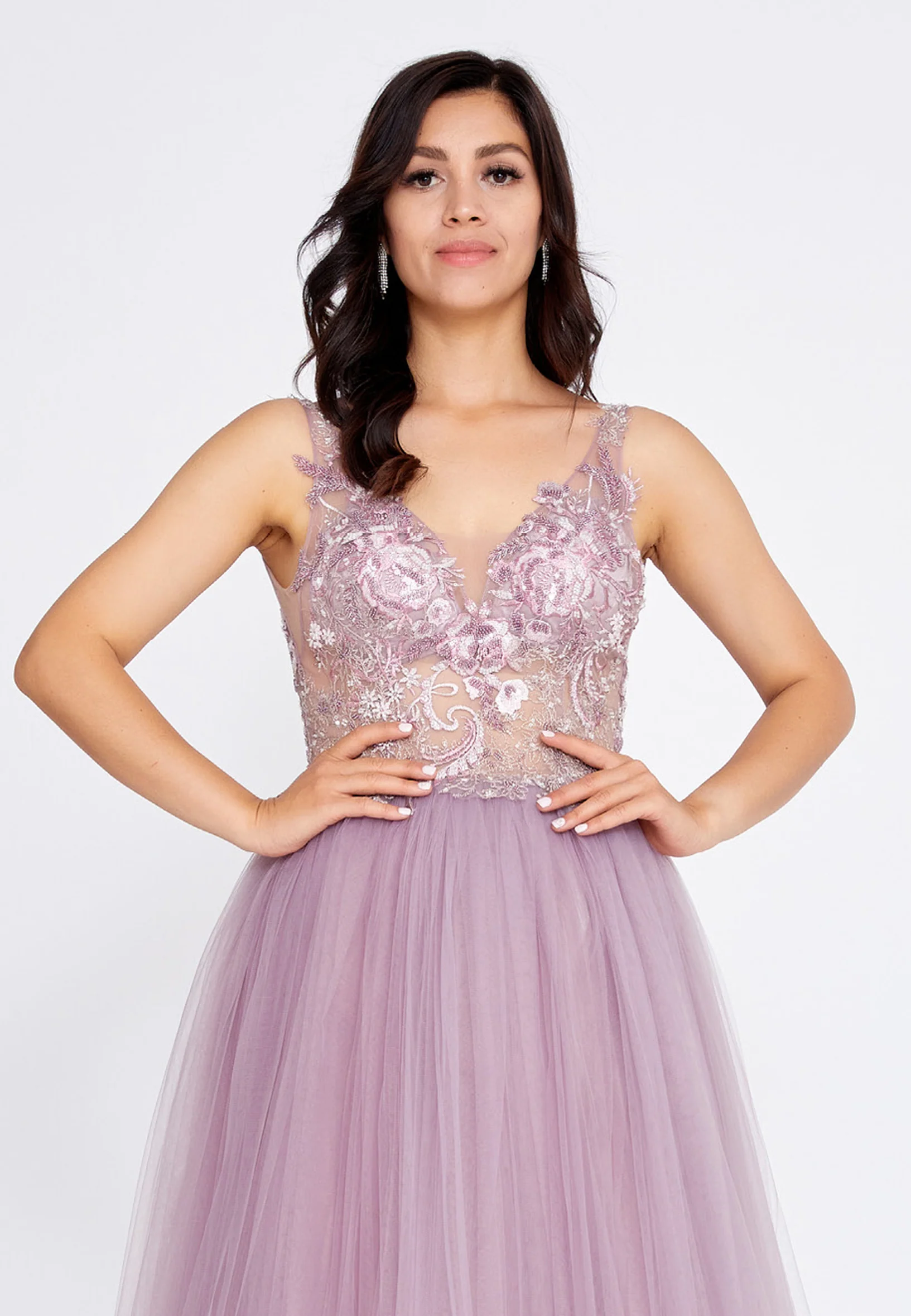 Sleeveless Maxi Tulle A - Line Regular Prom Dress aln1559 - Image 32